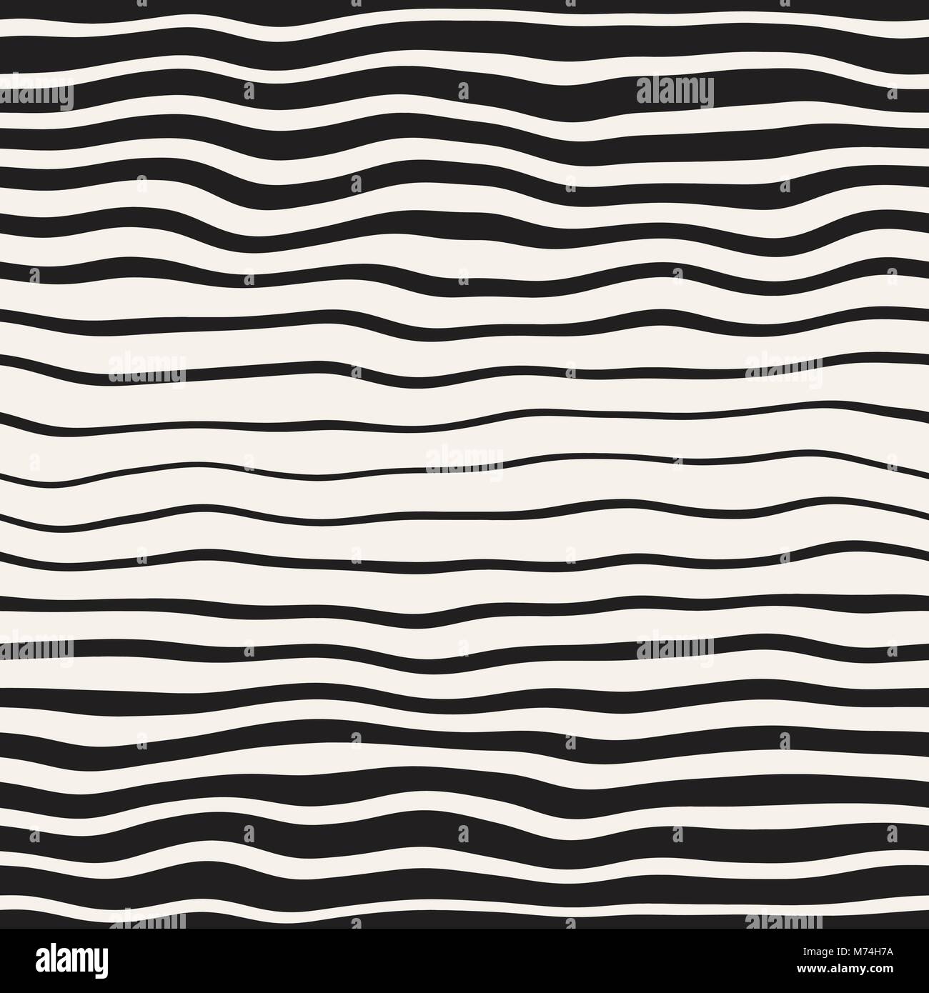Vector seamless black and white hand drawn diagonal wavy lines pattern ...