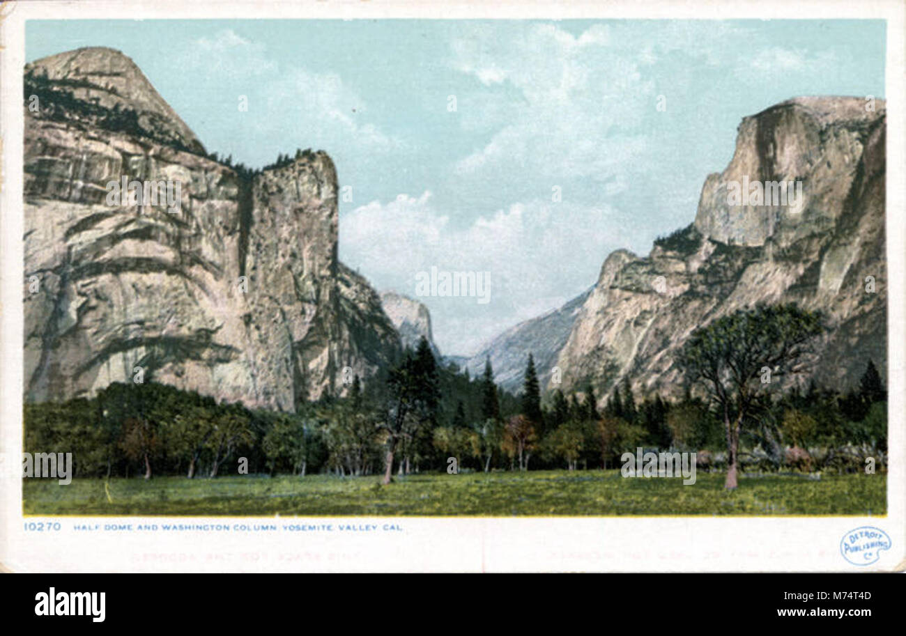 A view of Half Dome and Washington Column, two iconic granite ...