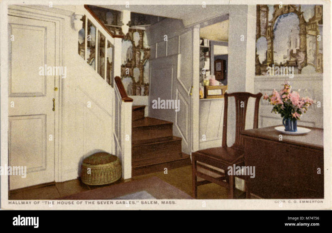 This photograph shows the hallway inside the House of the Seven Gables ...