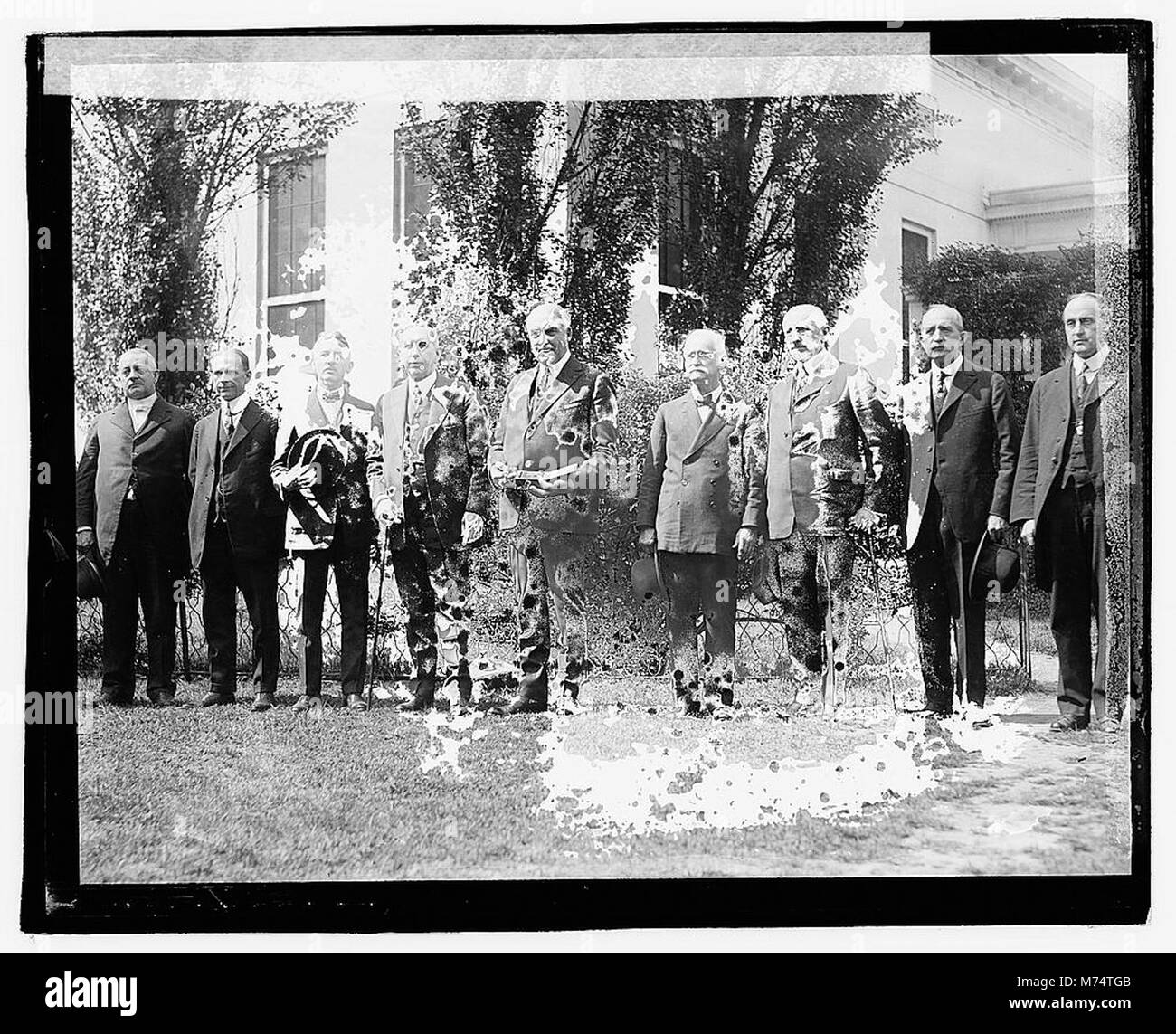 This photograph captures a moment involving President Warren G. Harding and the Knights of Pythias on April 20, 1921, showcasing a significant event in American political and fraternal history. Stock Photo