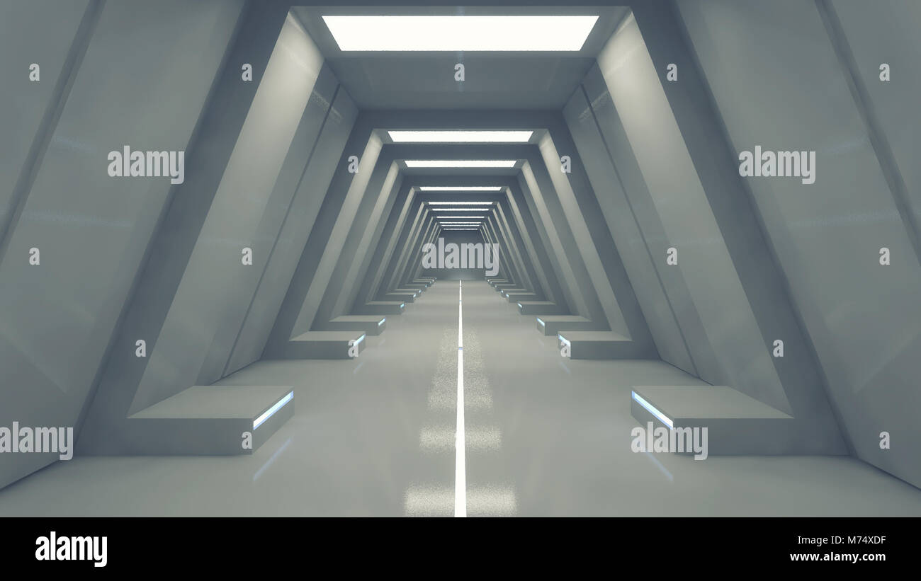 3d Render Futuristic Interior Spaceship Design Stock Photo