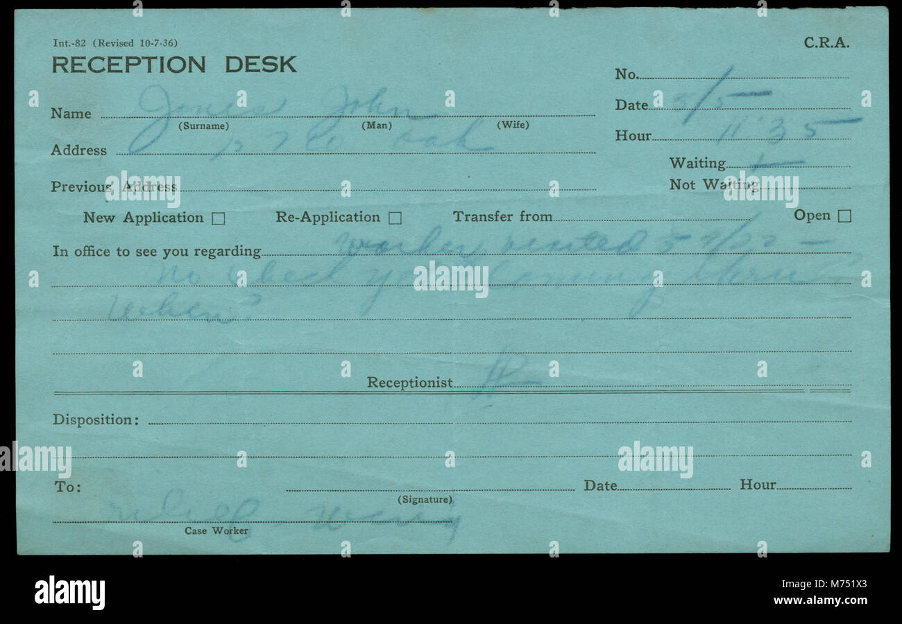 Jack Jones Welfare Form, May 5th (NBY 1052 Stock Photo - Alamy
