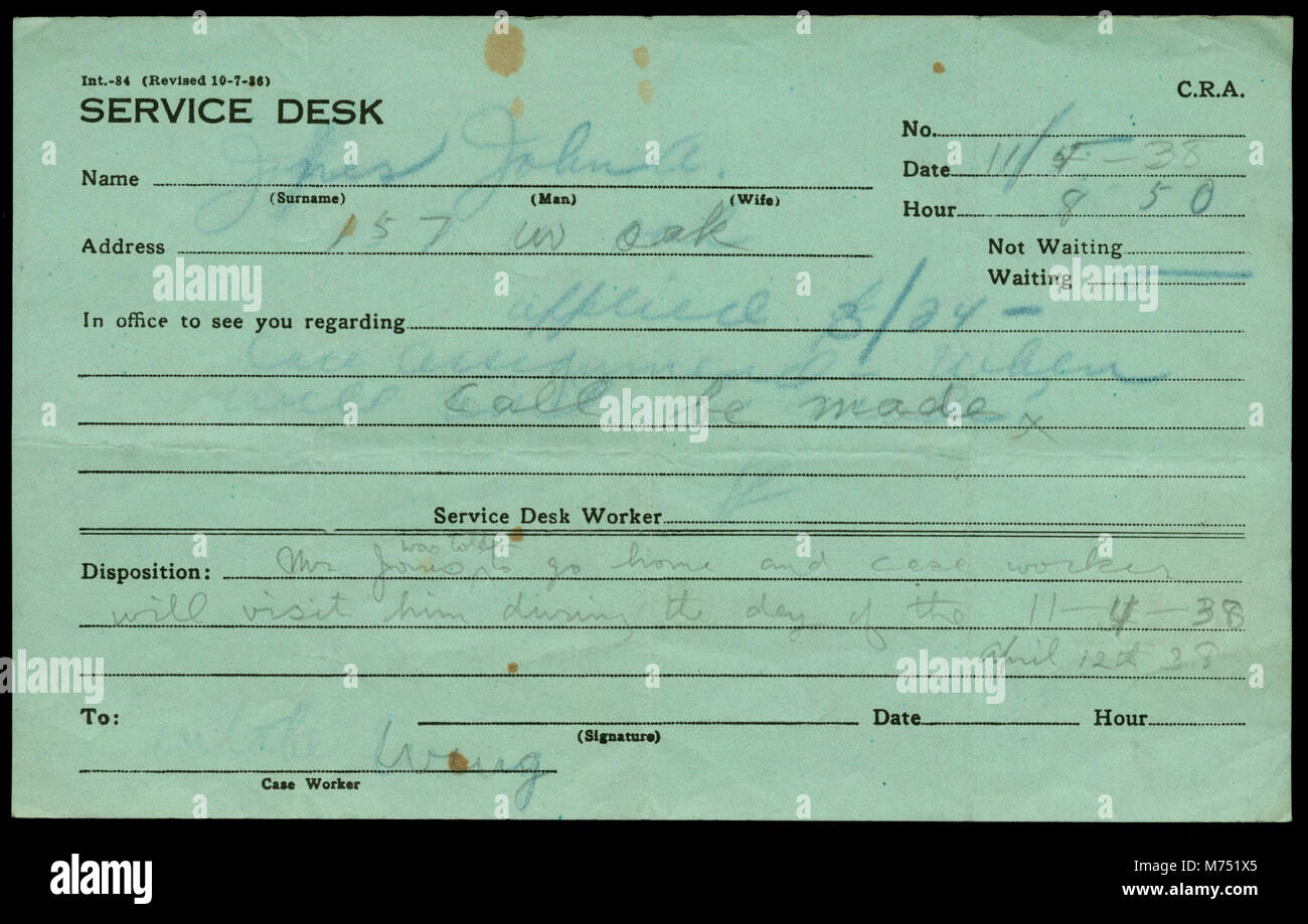 Jack Jones Welfare Form (NBY 978 Stock Photo - Alamy