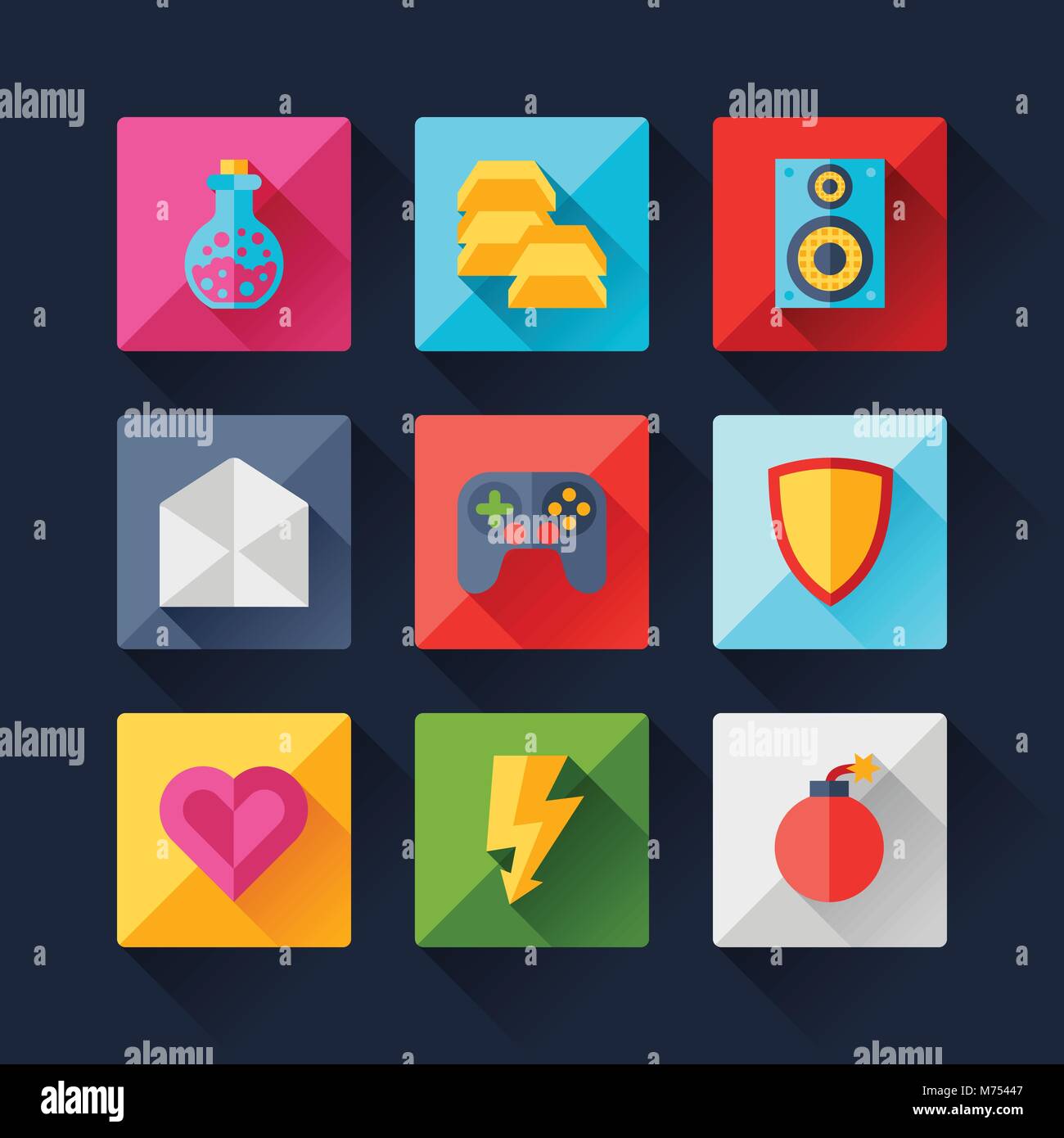 Set of game icons in flat design style Stock Vector Image & Art - Alamy