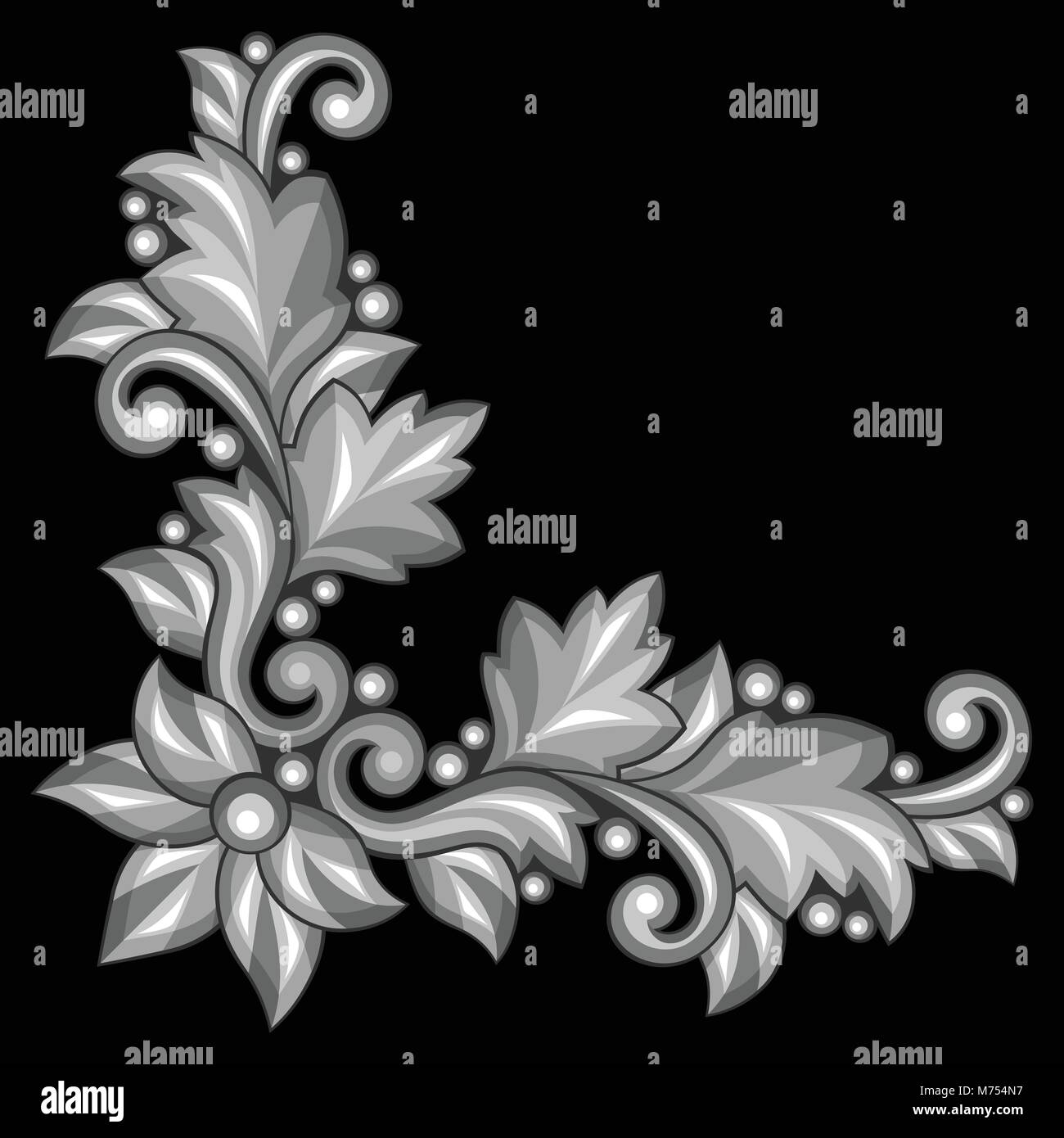 Baroque ornamental antique gold element on black background Stock ...