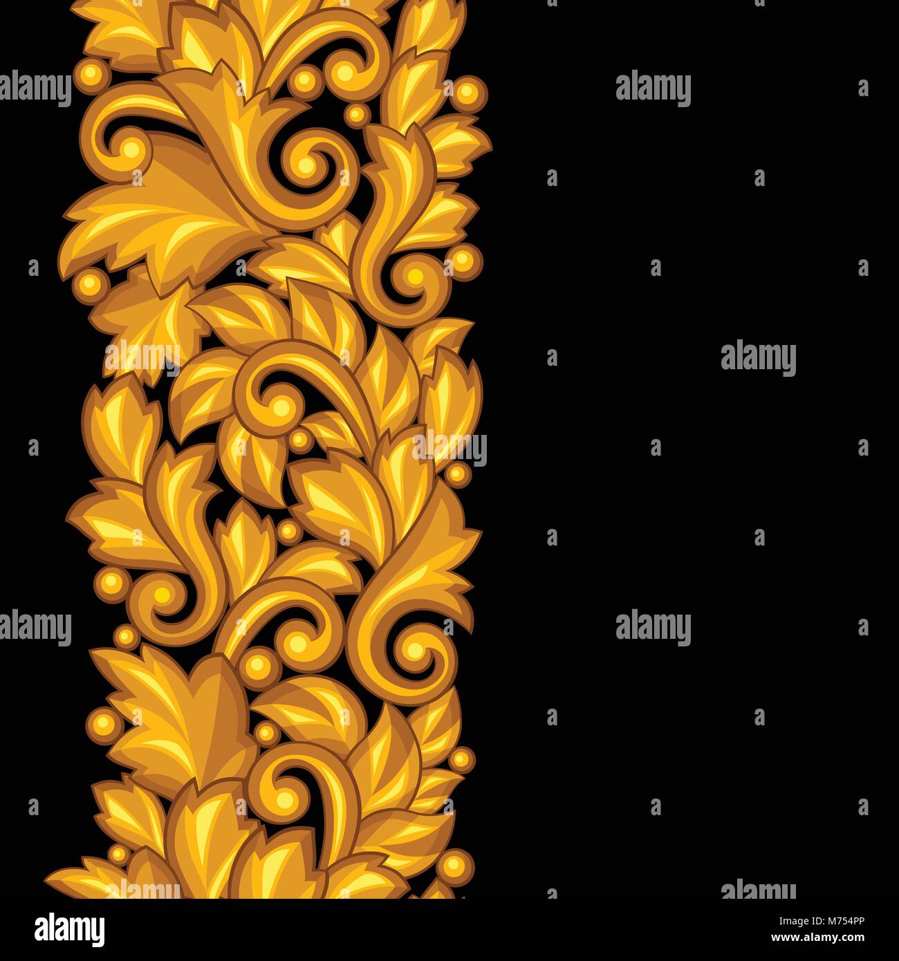 Seamless pattern with baroque ornamental floral gold elements Stock ...
