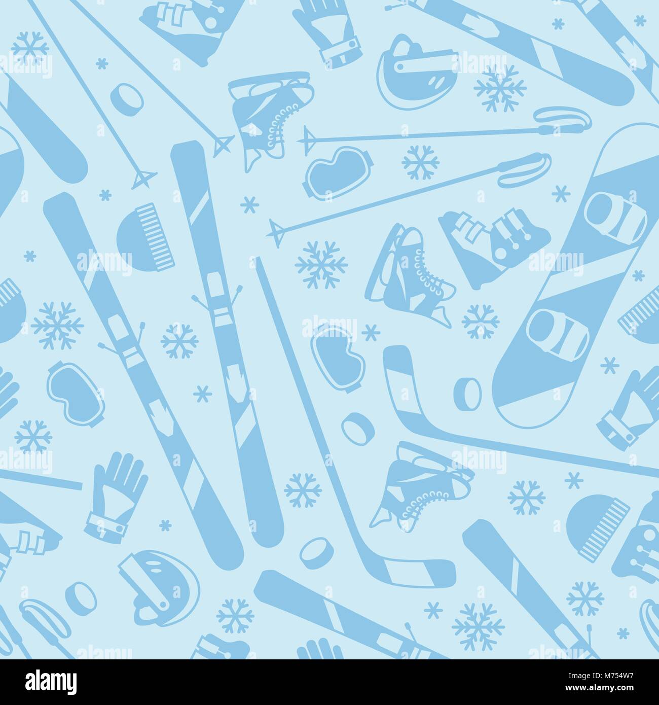 Winter sports seamless pattern with equipment flat icons Stock Vector