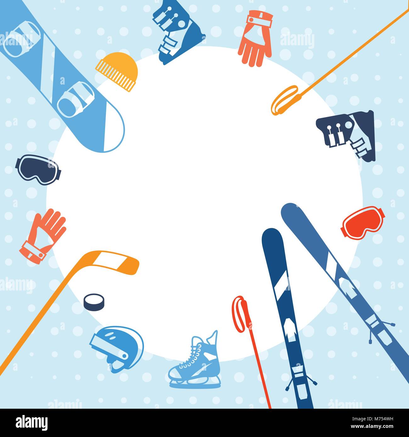 Winter sports background with equipment flat icons Stock Vector