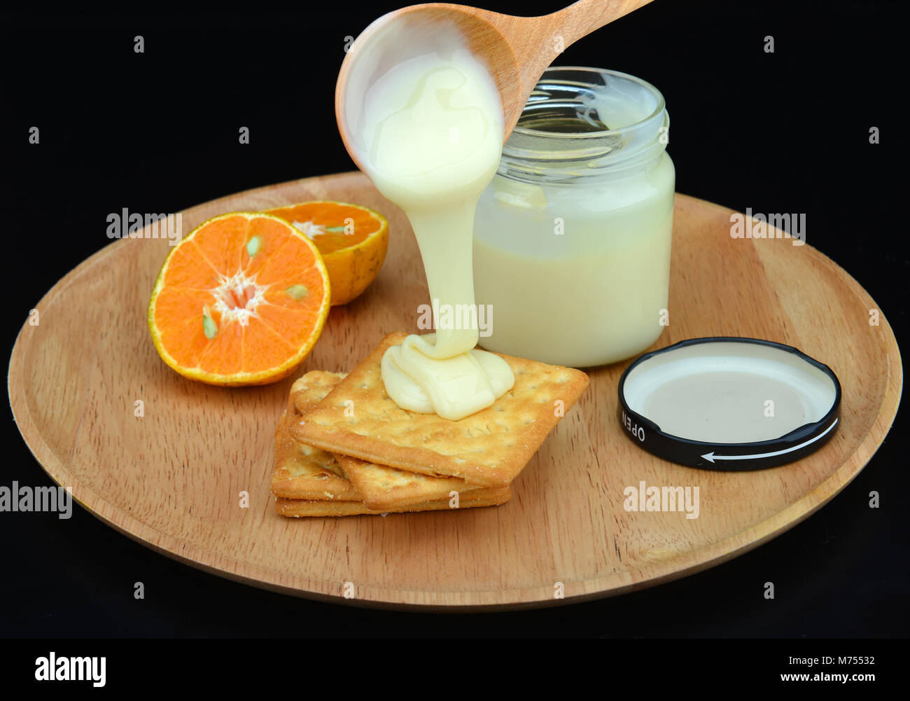 sticky of sweet milk for mix with drink or food and snack Stock Photo