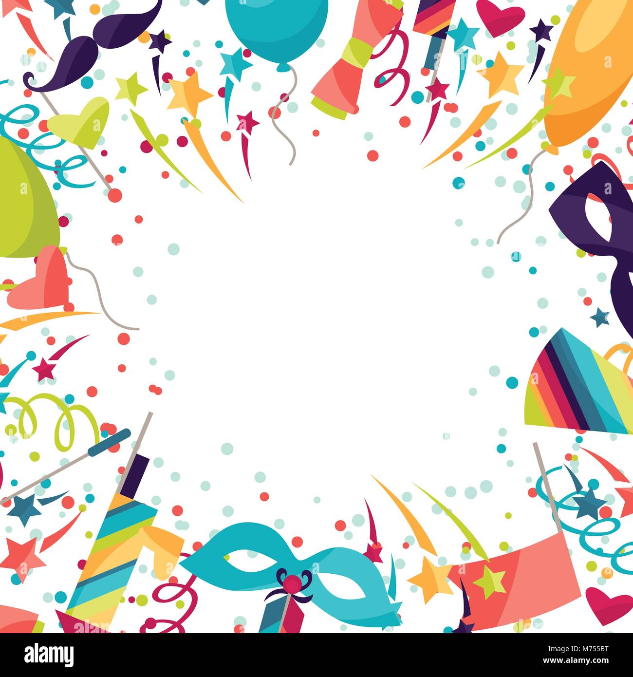 Celebration festive background with carnival icons and objects Stock ...