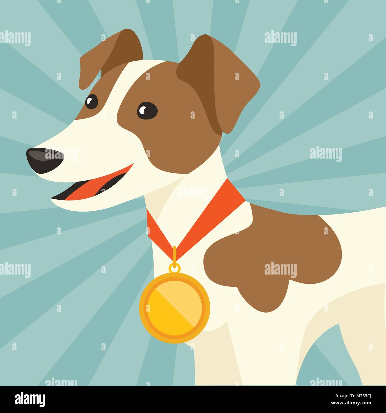 Background with dog champion winning gold medal Stock Vector