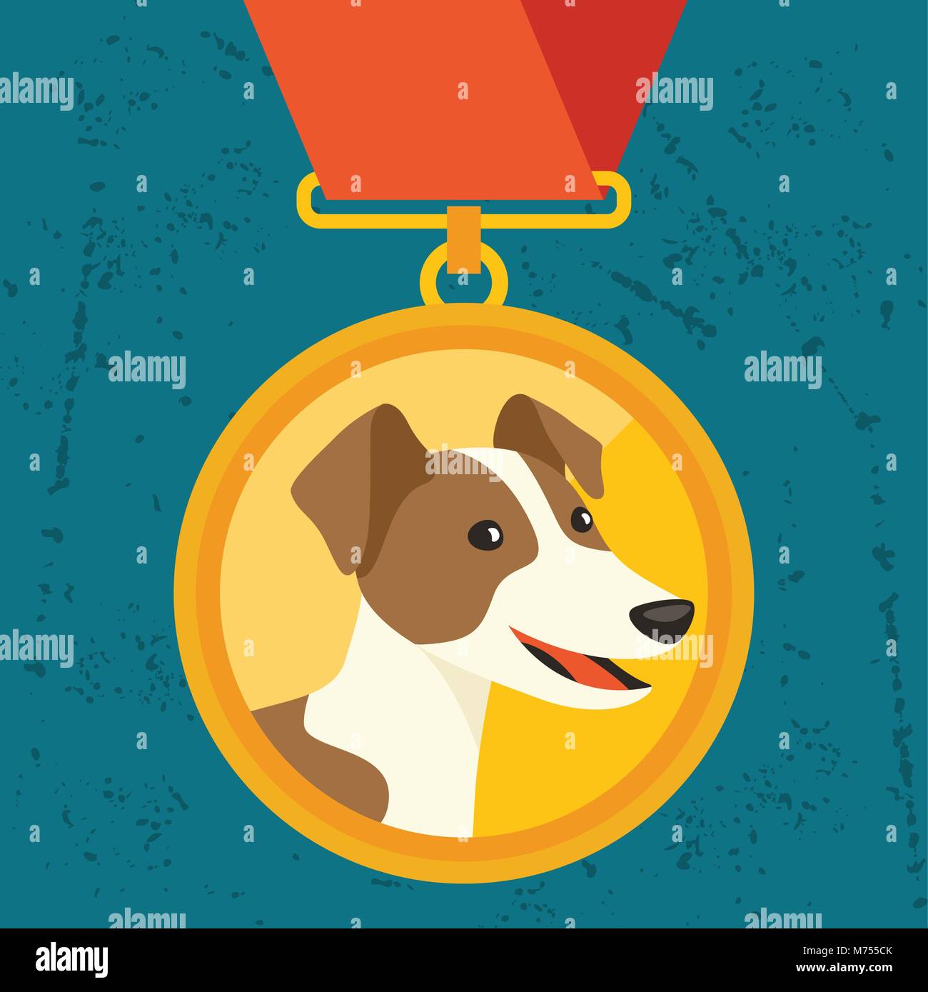 Background with gold medal and dog champion Stock Vector