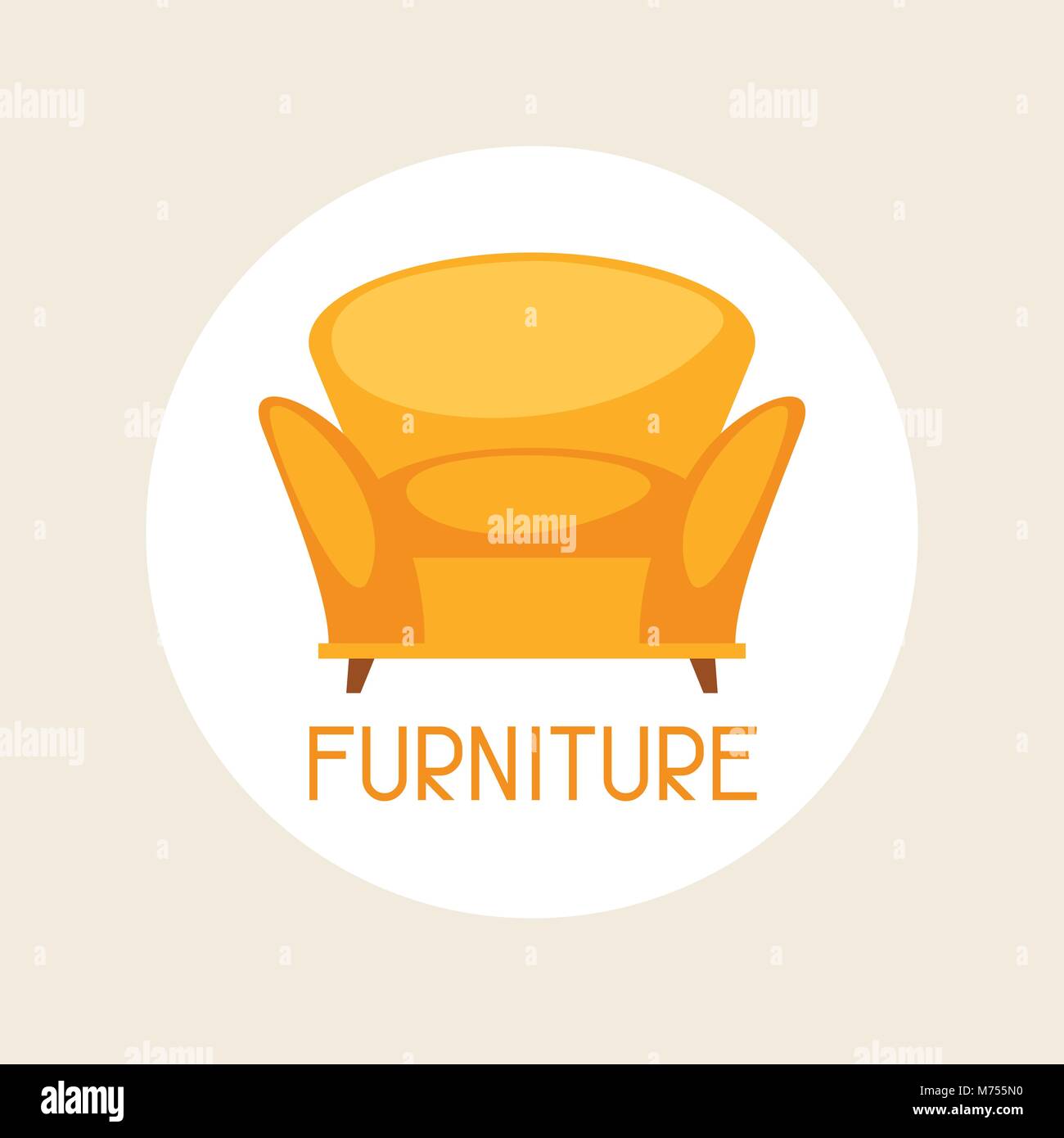 Interior illustration with furniture in retro style Stock Vector