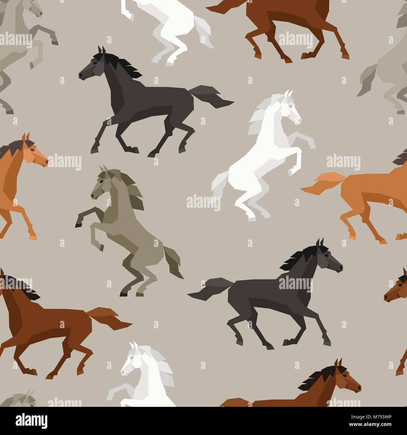 Seamless pattern with horse in flat style Stock Vector Image & Art Alamy