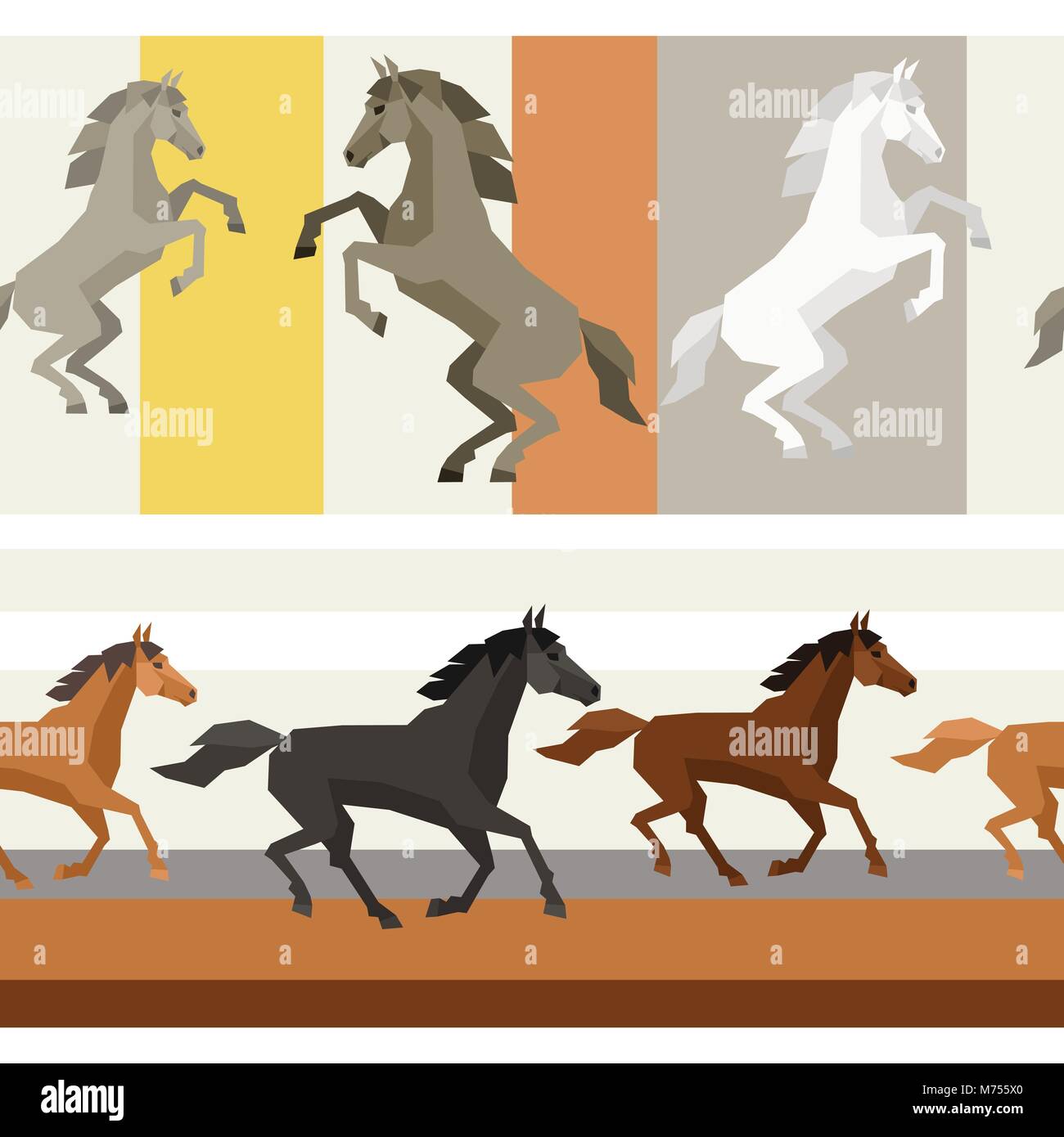 Seamless patterns with horse in flat style Stock Vector Image & Art Alamy