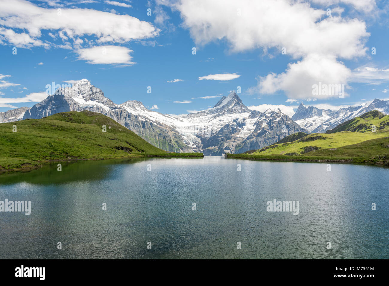 View from Bachalpsee is one of the most famous in Swiss Alps Stock Photo