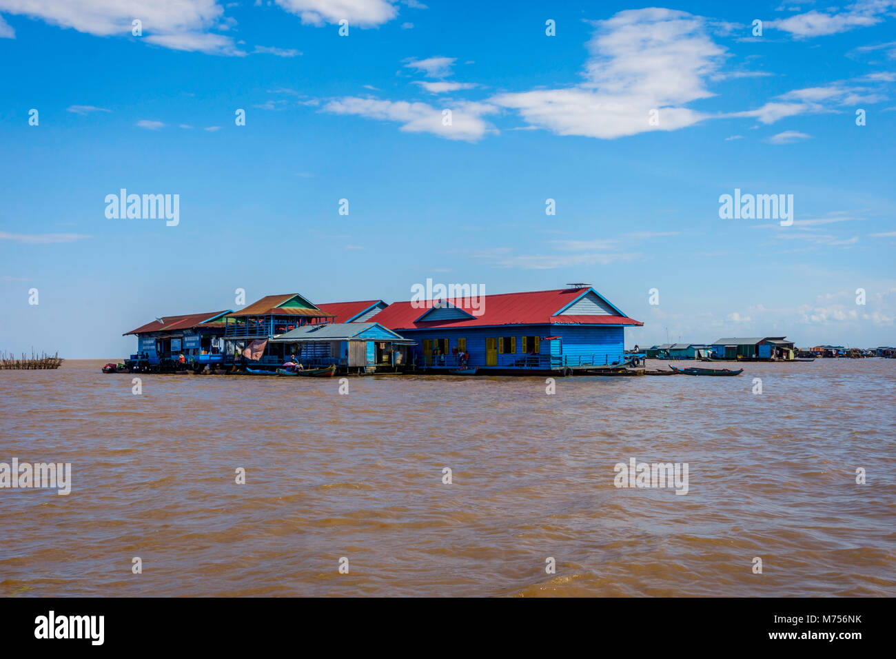 Houses of Tonle Sap floating village on the lake, Cambodia Stock Photo