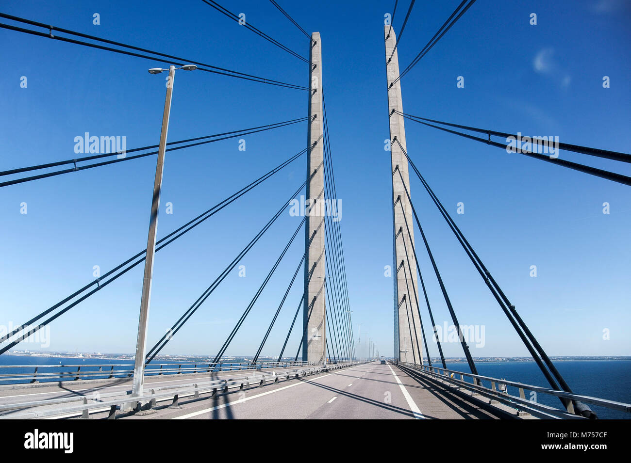 Oresund Bridge connecting Copenhagen, Danemark with Malmo, Sweden ...