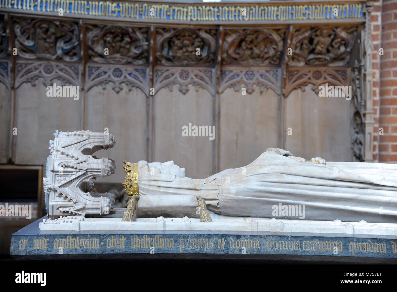 Sarcophagus of Queen Margrethe I, the founder and first ruler of kingdoms of Denmark, Sweden and Norway after personal union called Kalmar Union, behi Stock Photo