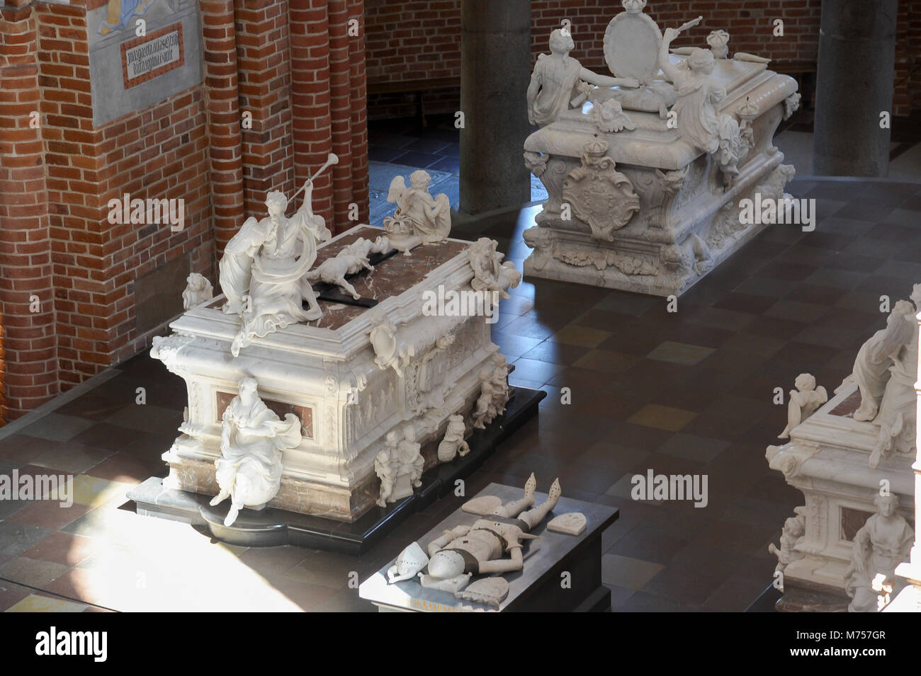 Sarcophagus of king Christopher III of Bavaria, king Christian V and Queen Charlotte Amalie of Hesse-Kassel, Frederick IV and Queen Louise of Mecklenb Stock Photo