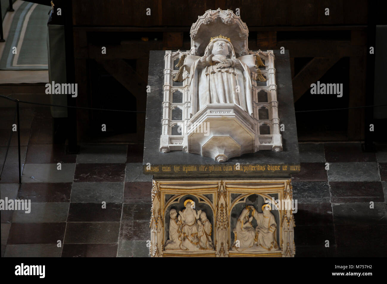 Sarcophagus of Queen Margrethe I, the founder and first ruler of kingdoms of Denmark, Sweden and Norway after personal union called Kalmar Union, behi Stock Photo