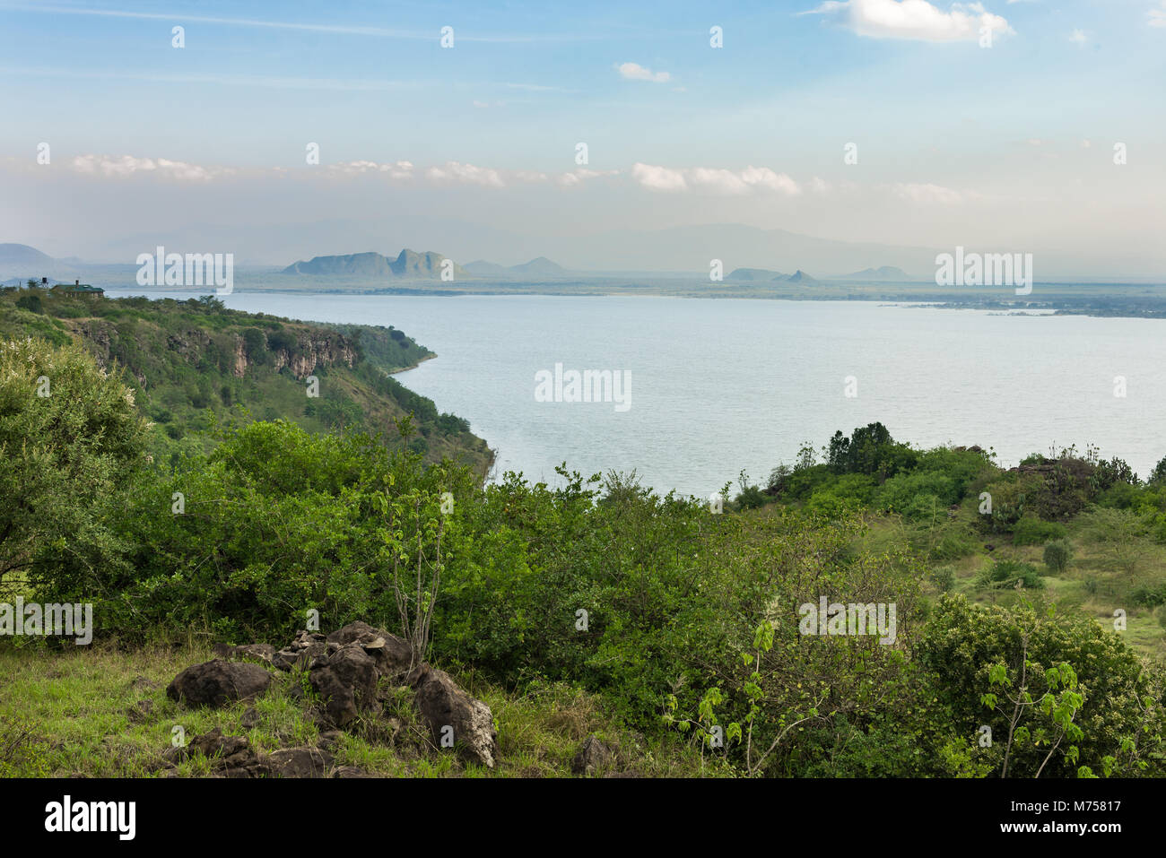A view of Lake Elmentaita or Elementaita at sunset, Kenya Stock Photo