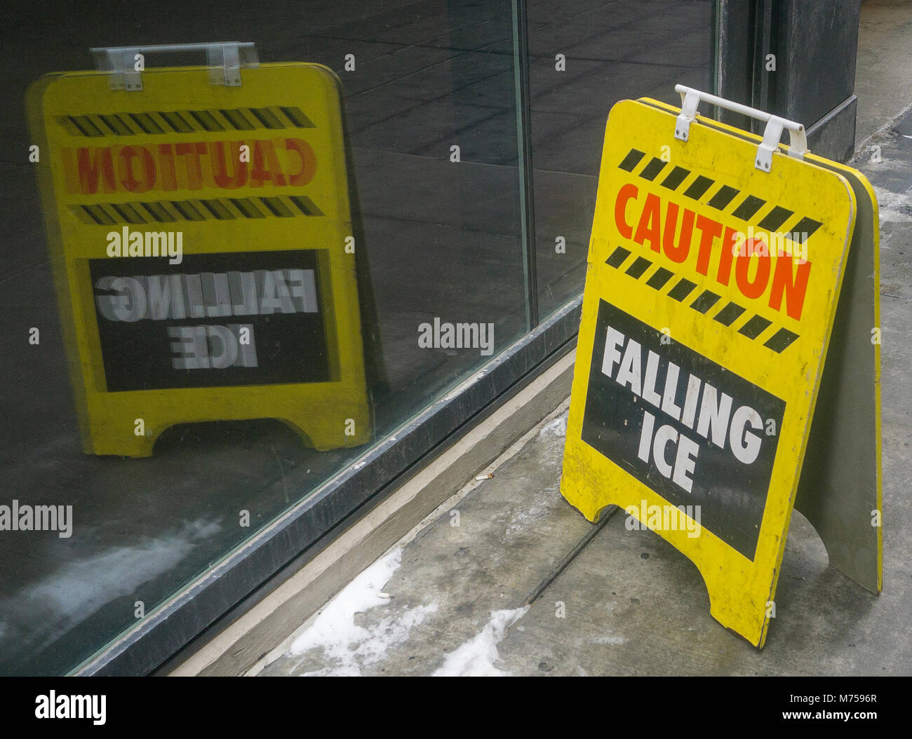 Falling ice sign Calgary Alberta Canada Stock Photo