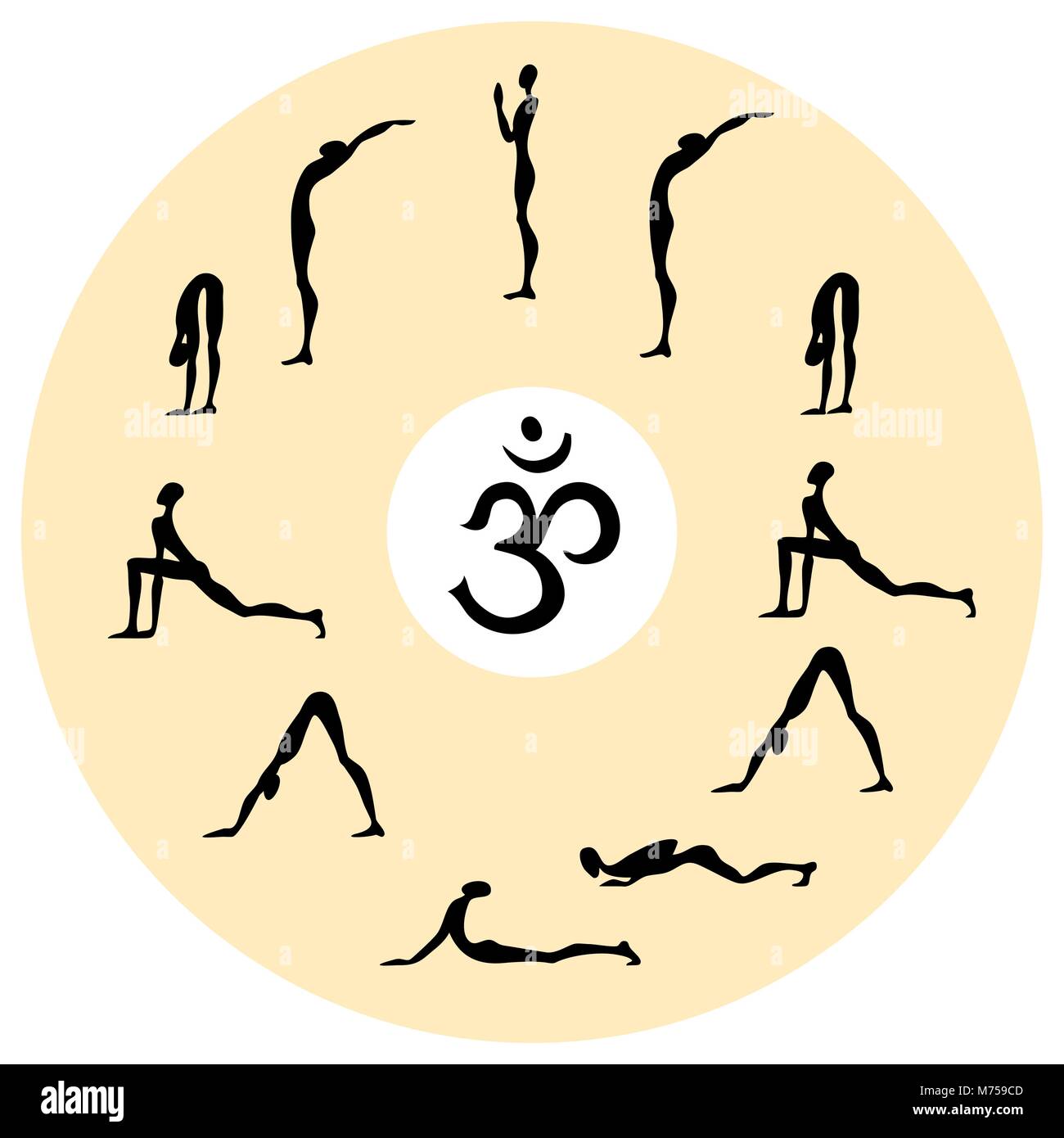 Surya Namaskar set, Salutation the Sun Stock Vector Image & Art ...