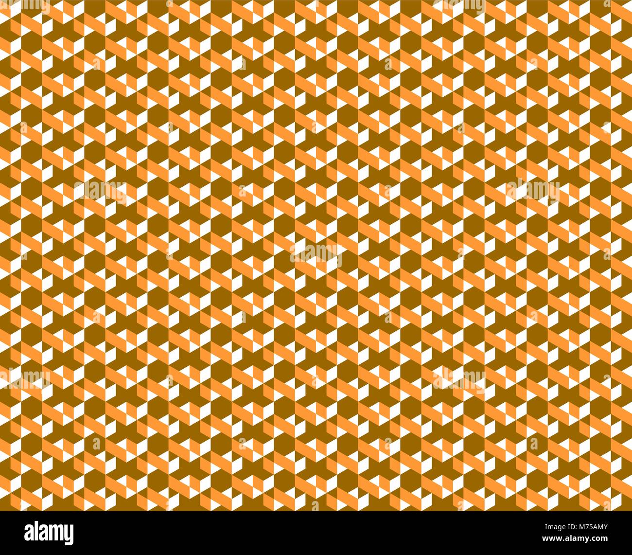 Abstract geometric pattern of dark brown, orange and white colors - Vector illustration. Stock Vector