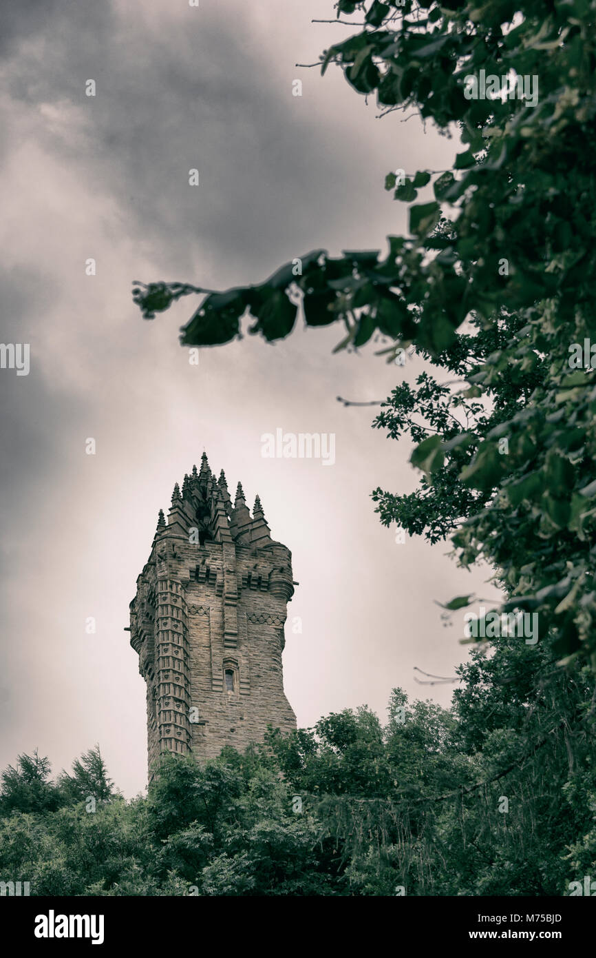 View of National Wallace Monument. 67-metre (220 ft) sandstone tower, built in the Victorian Gothic ...