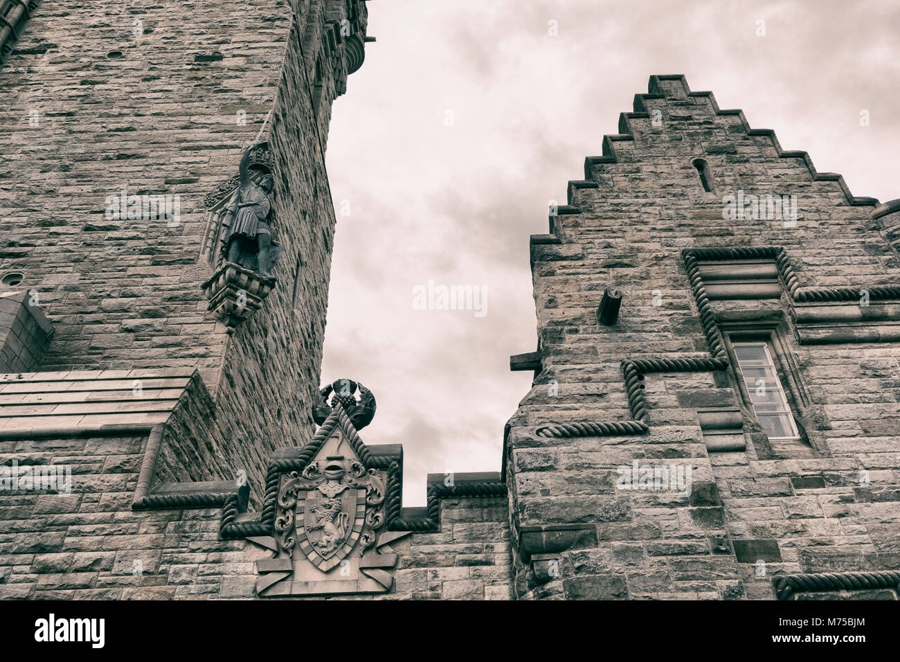 National Wallace Monument. 67-metre (220 ft) sandstone tower, built in the Victorian Gothic ... - Metre Sandstone Tower
