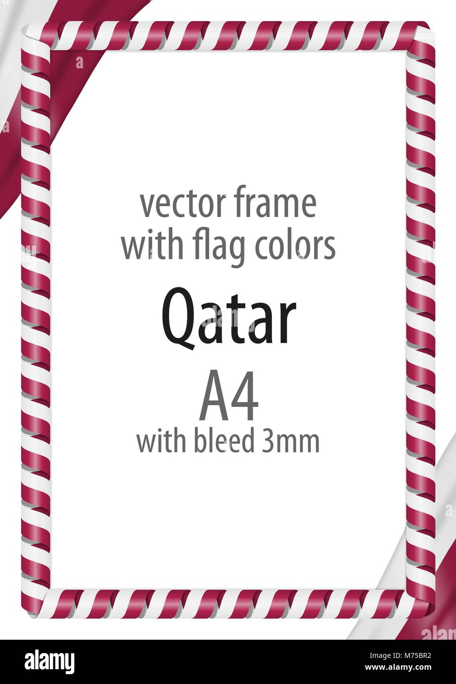 Frame and border of ribbon with the colors of the Qatar flag Stock