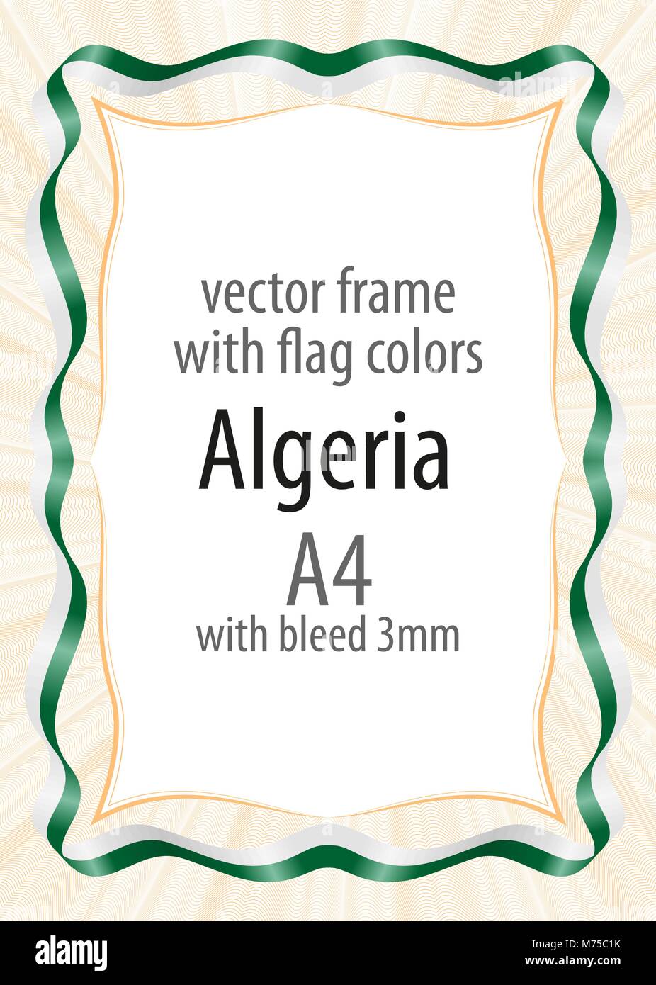 Frame and border of ribbon with the colors of the Algeria flag Stock Vector