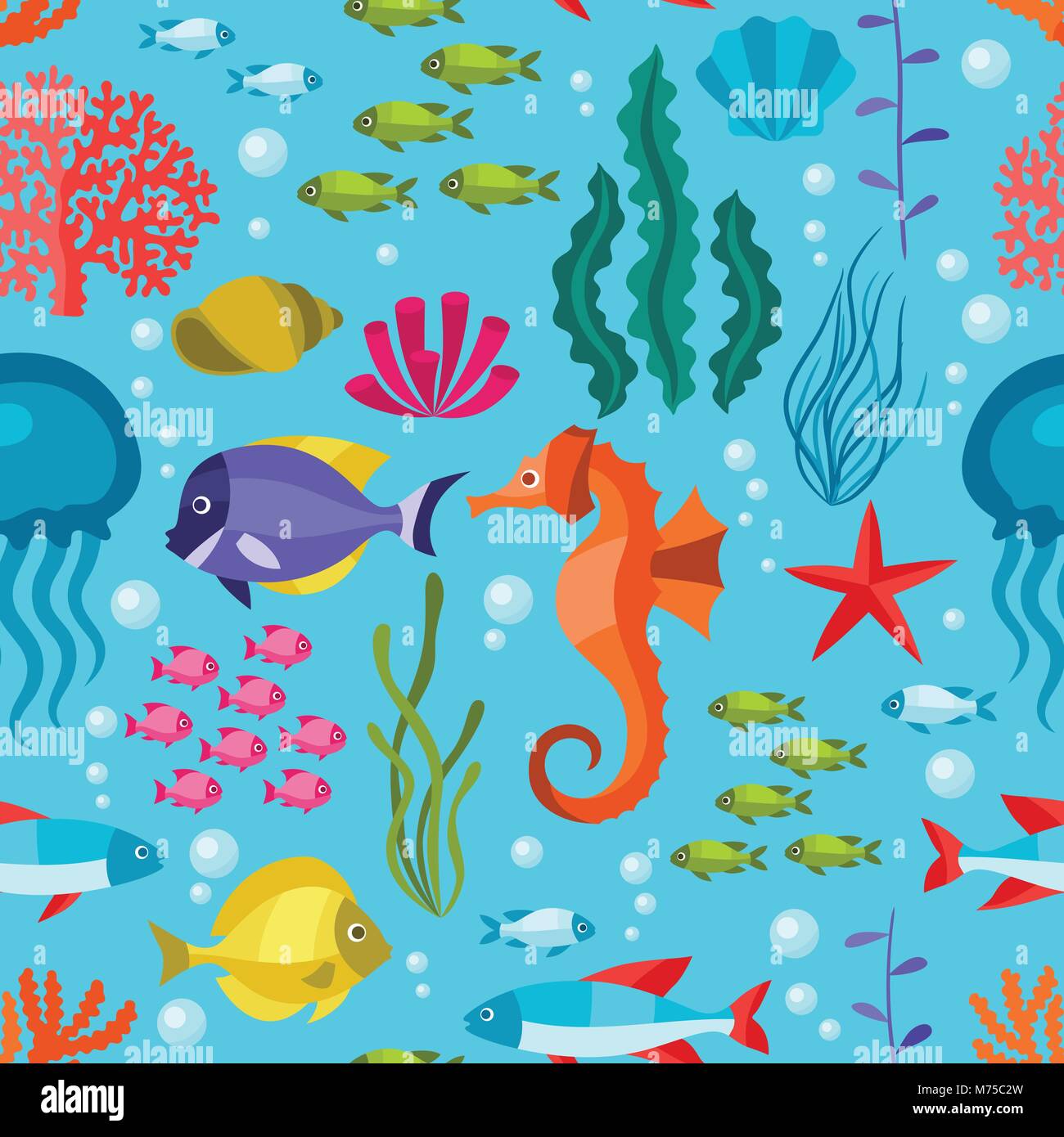 Marine life seamless pattern with sea animals Stock Vector Image & Art -  Alamy