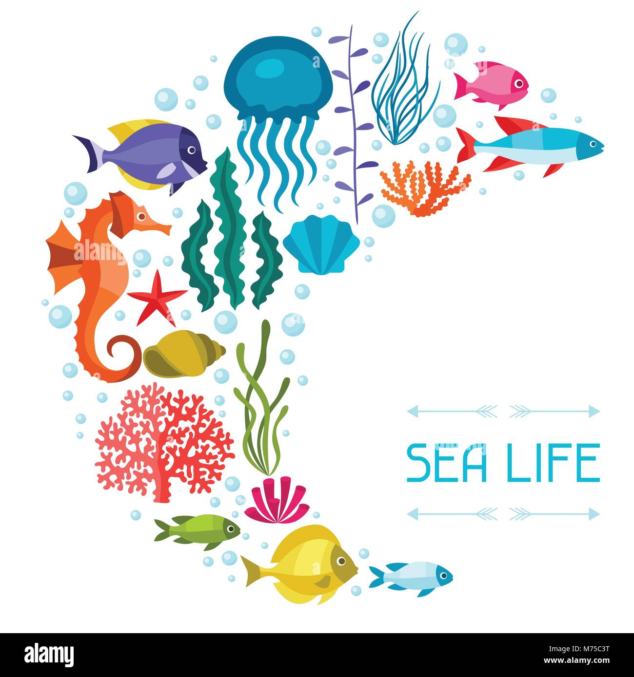 Marine life background design with sea animals Stock Vector Image & Art -  Alamy