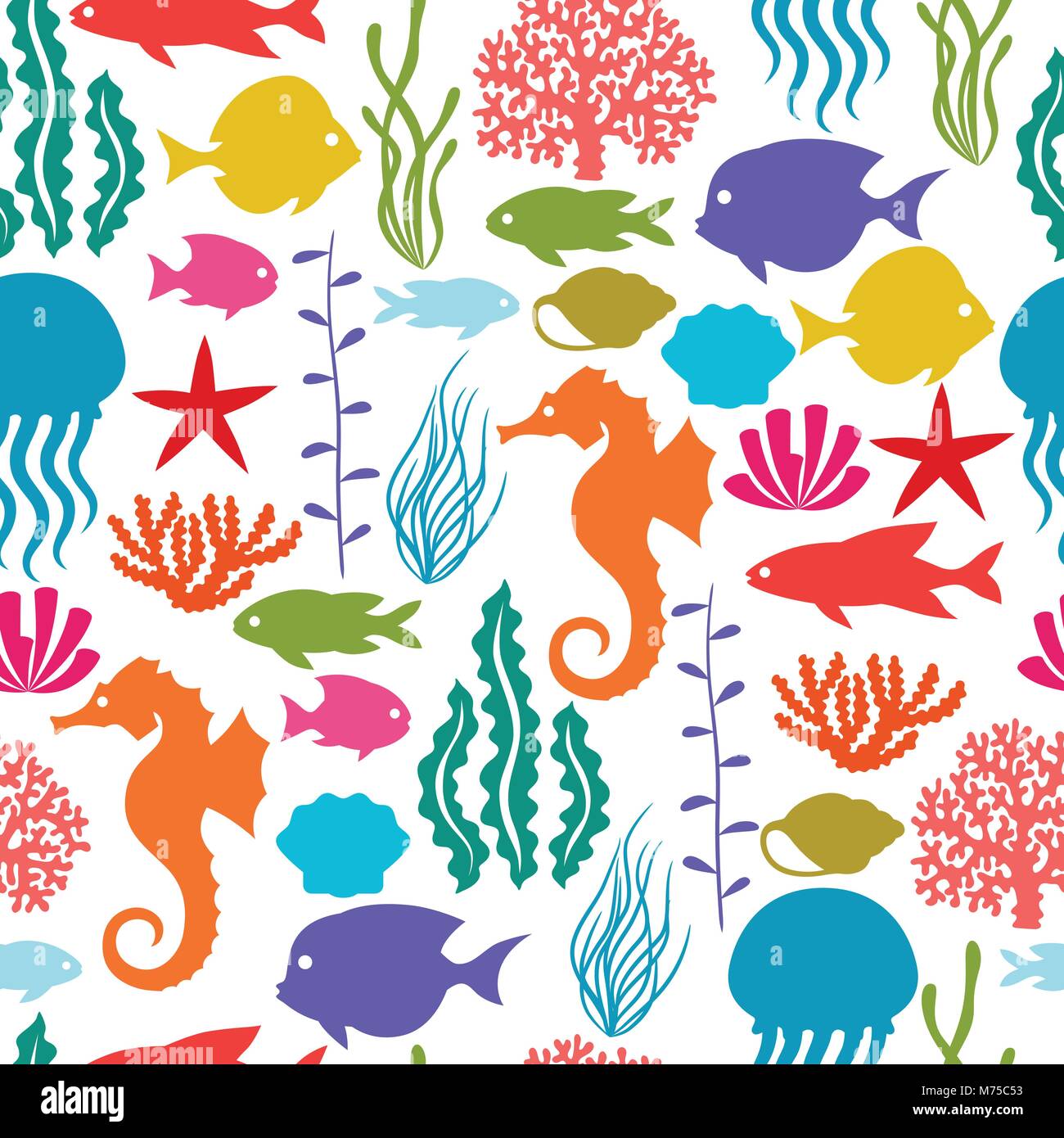 Marine life seamless pattern with sea animals Stock Vector Image & Art ...
