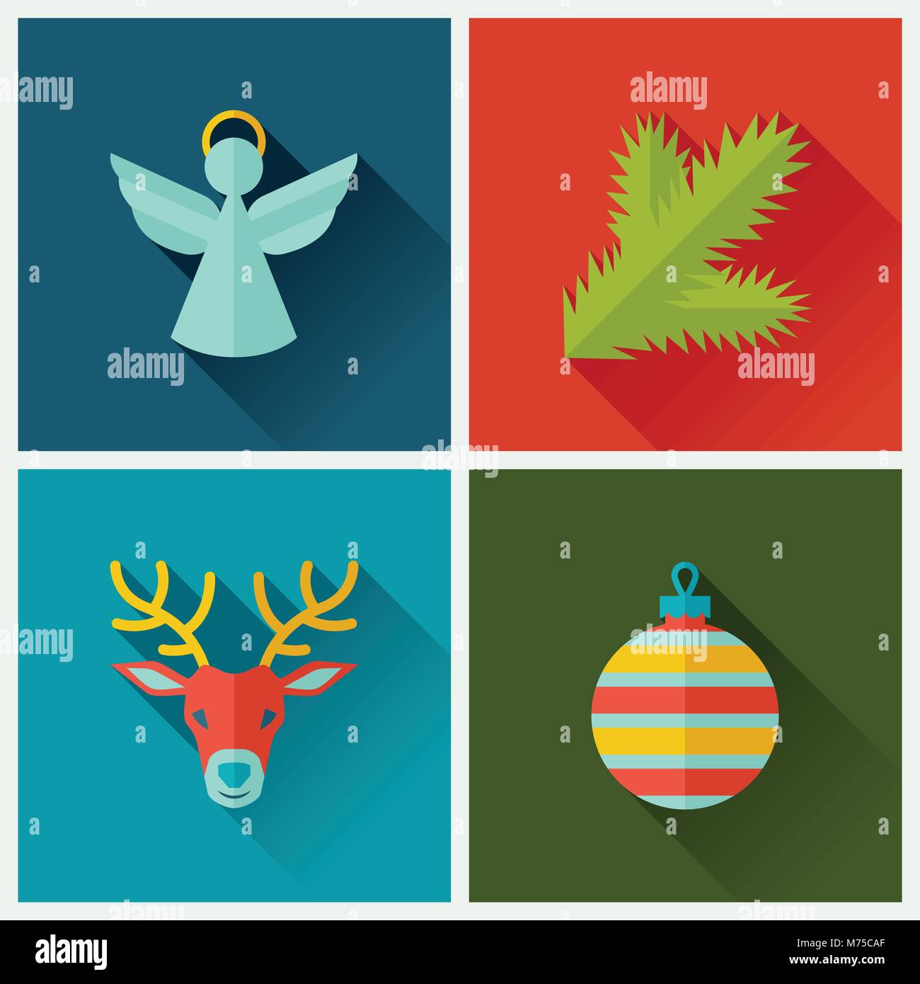 Set of Merry Christmas and Happy New Year icons Stock Vector Image ...