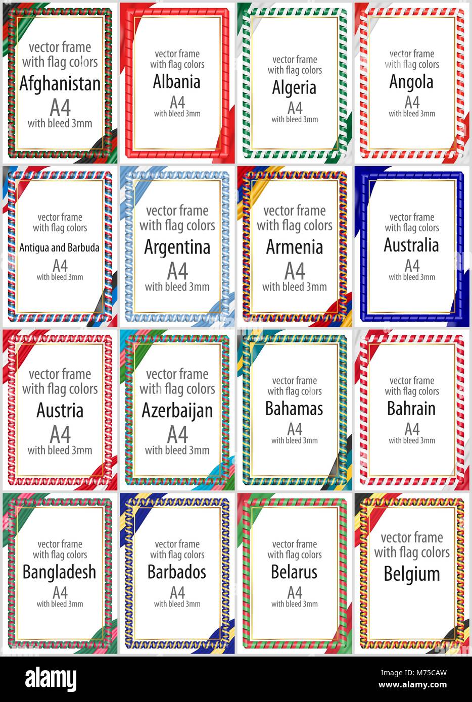 Set of vector frames and borders with ribbons of the color of the flag ...
