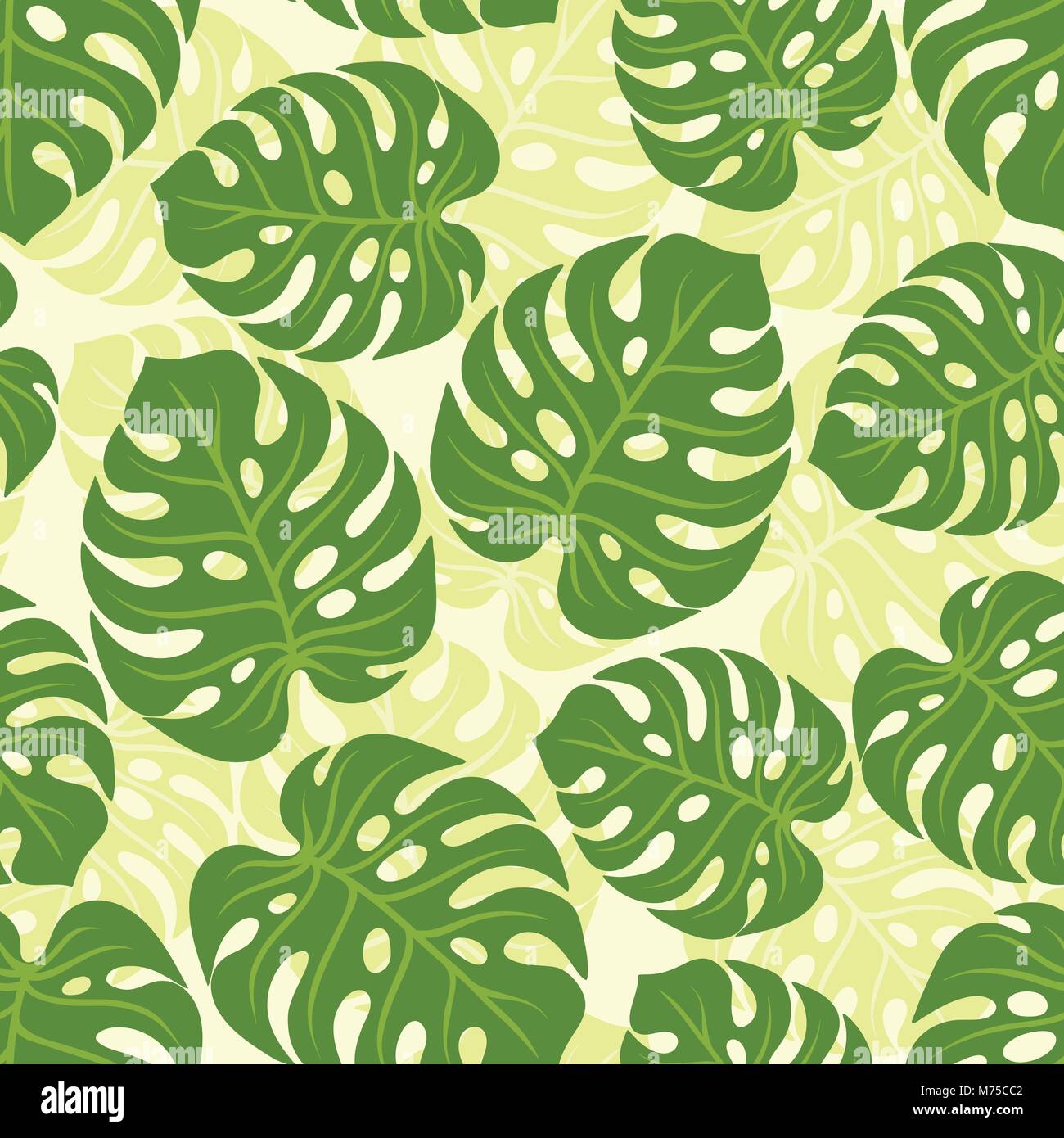 Seamless tropical pattern with stylized monstera leaves Stock Vector ...