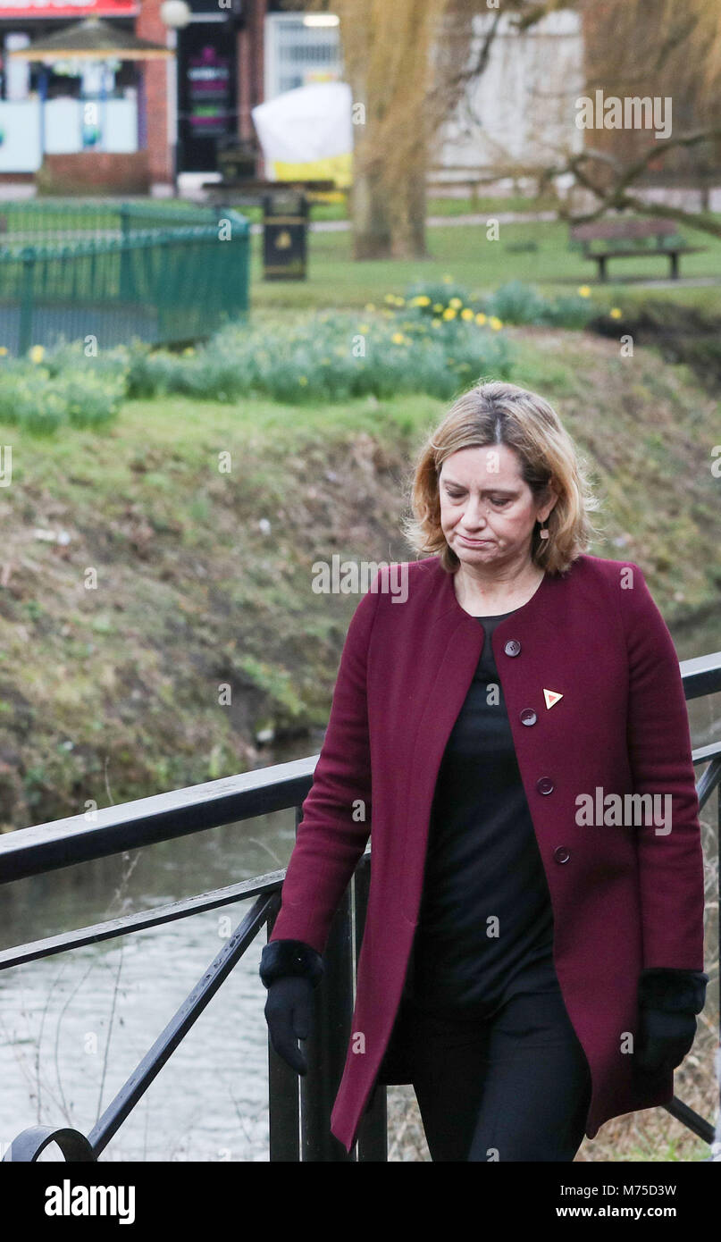 Home Secretary Amber Rudd during a visit to the scene at the Maltings ...