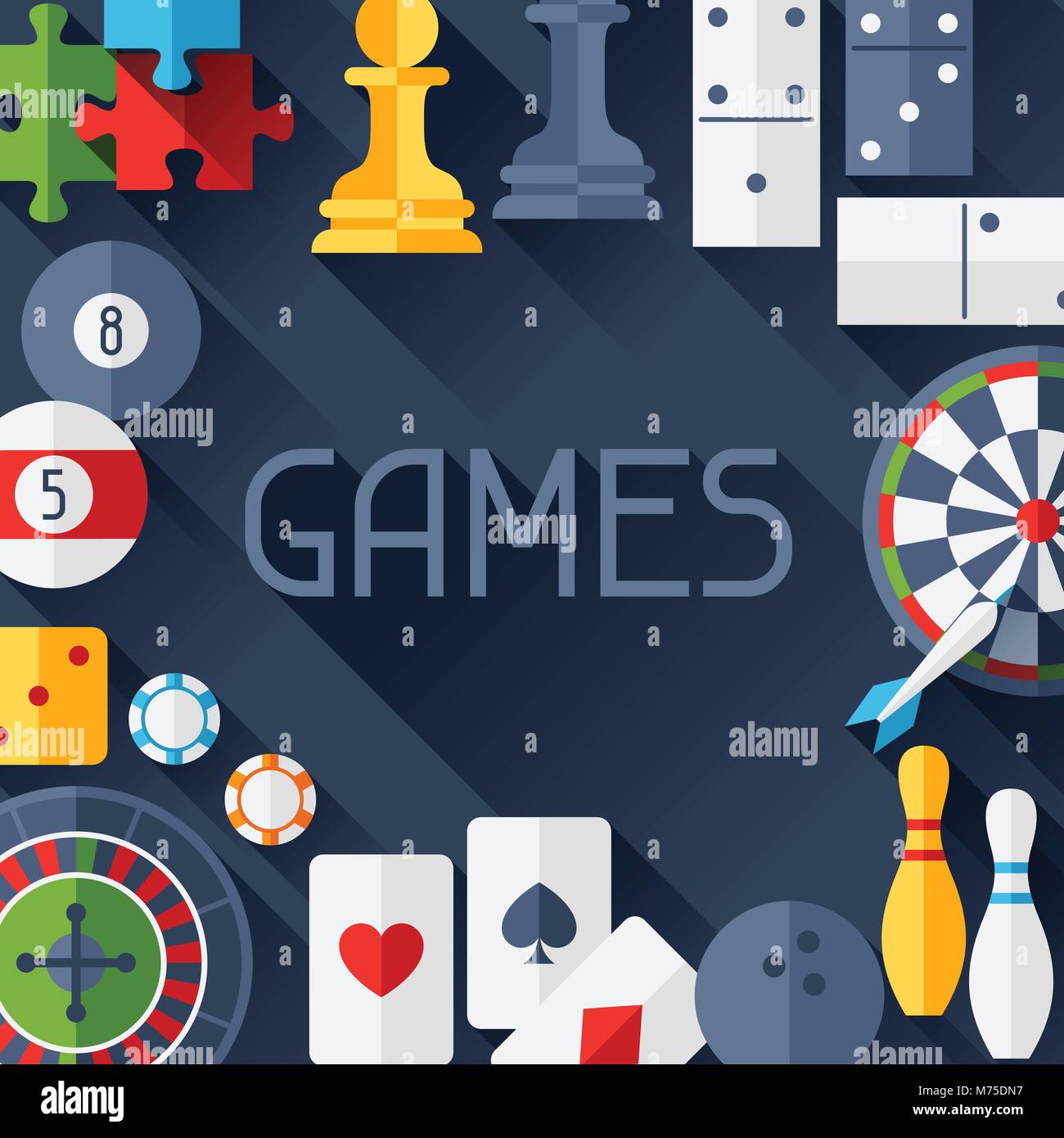 Background with game icons in flat design style Stock Vector Image & Art -  Alamy