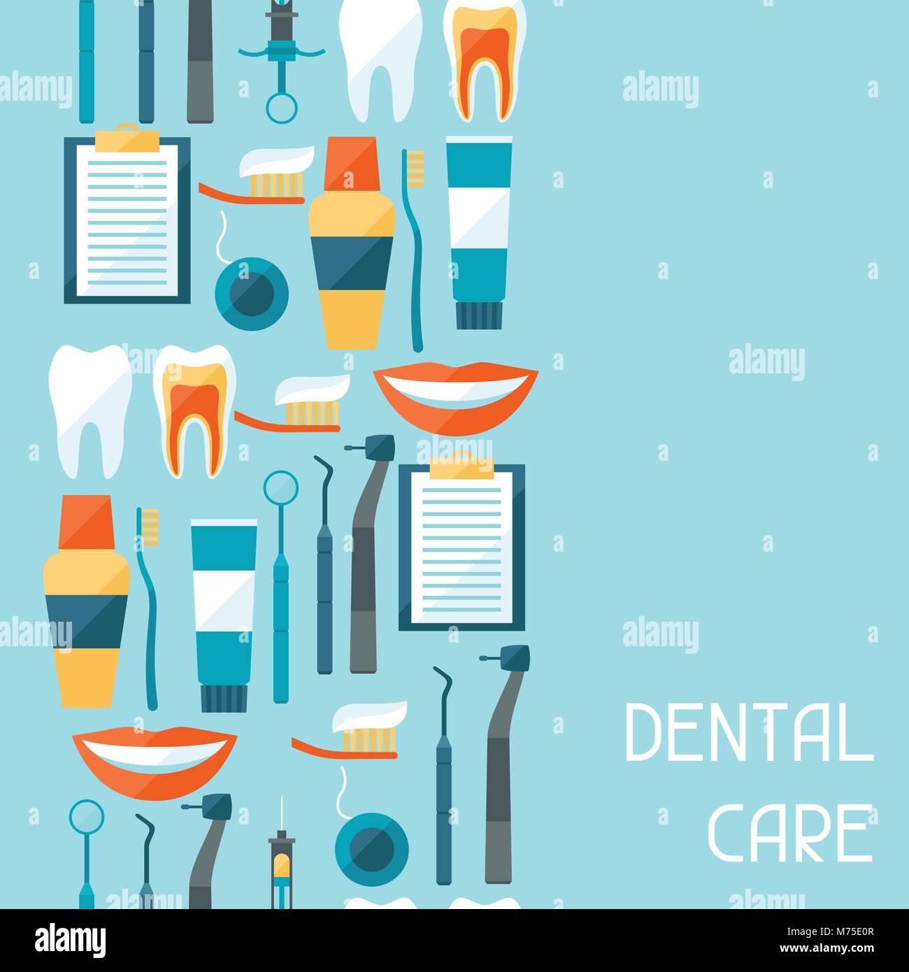 Medical seamless pattern with dental equipment icons Stock Vector