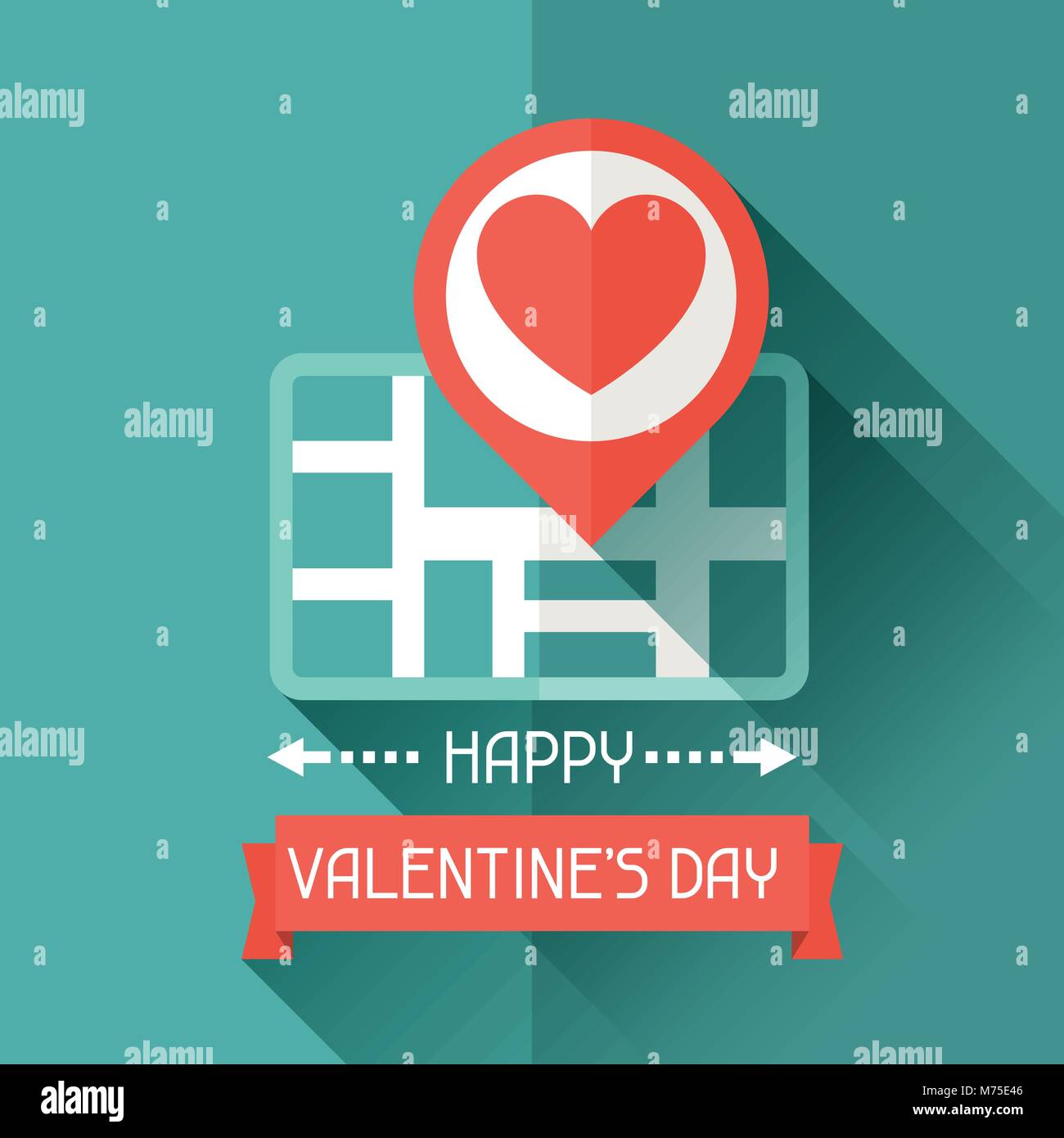 Happy Valentine's illustration in flat style. Stock Vector