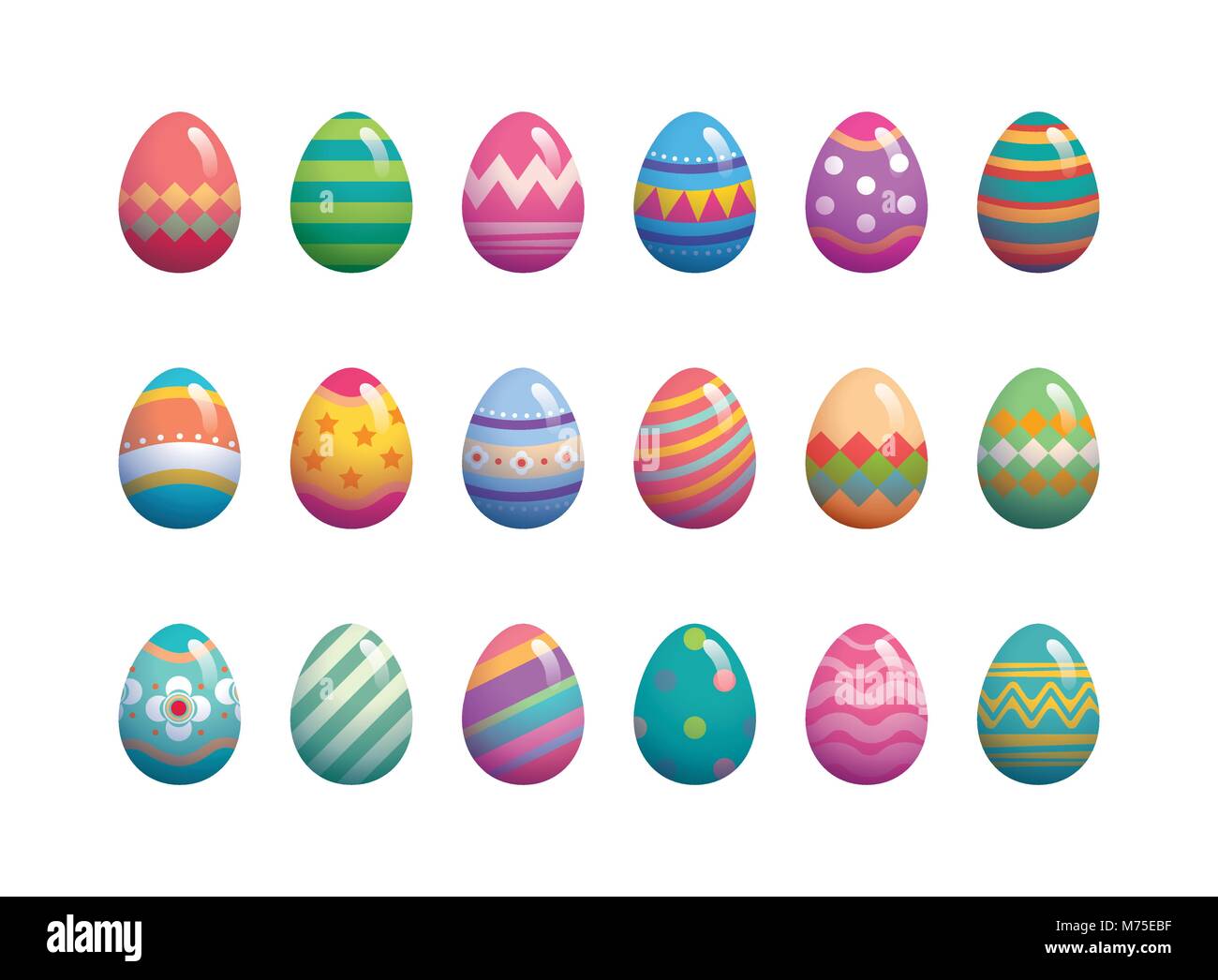 Set of easter eggs flat design on white background Stock Vector Image ...