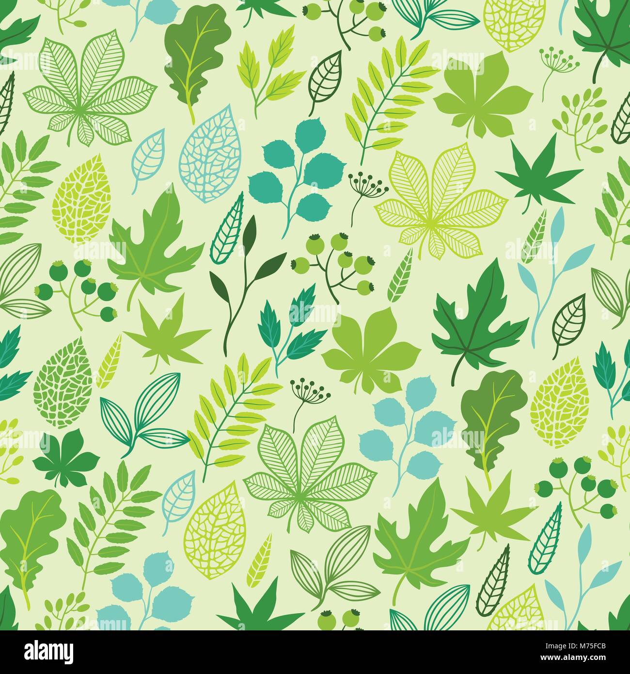 Pattern with stylized green leaves Stock Vector Image & Art - Alamy