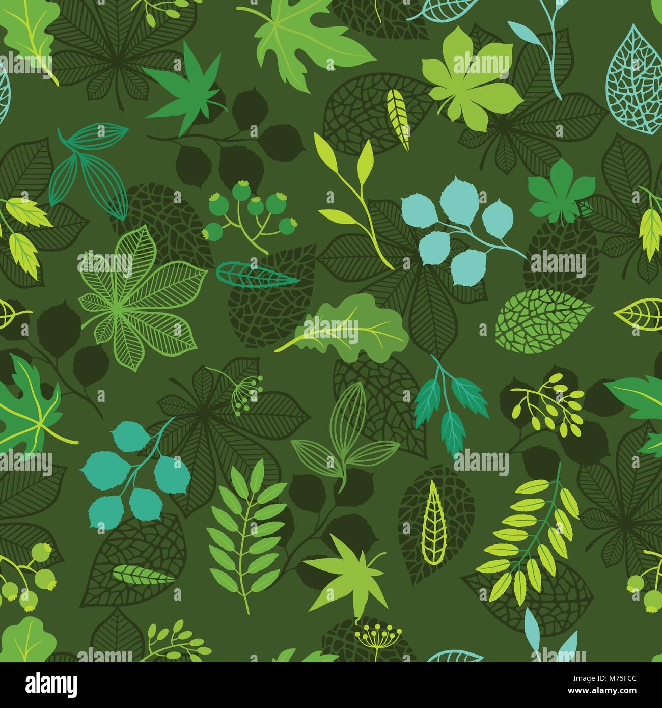 Pattern with stylized green leaves Stock Vector Image & Art - Alamy