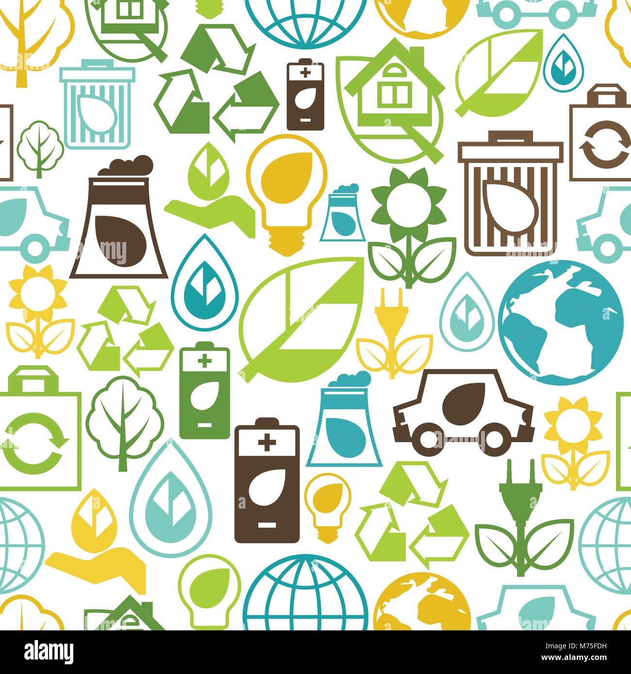 Ecology seamless pattern with environment icons Stock Vector Image ...