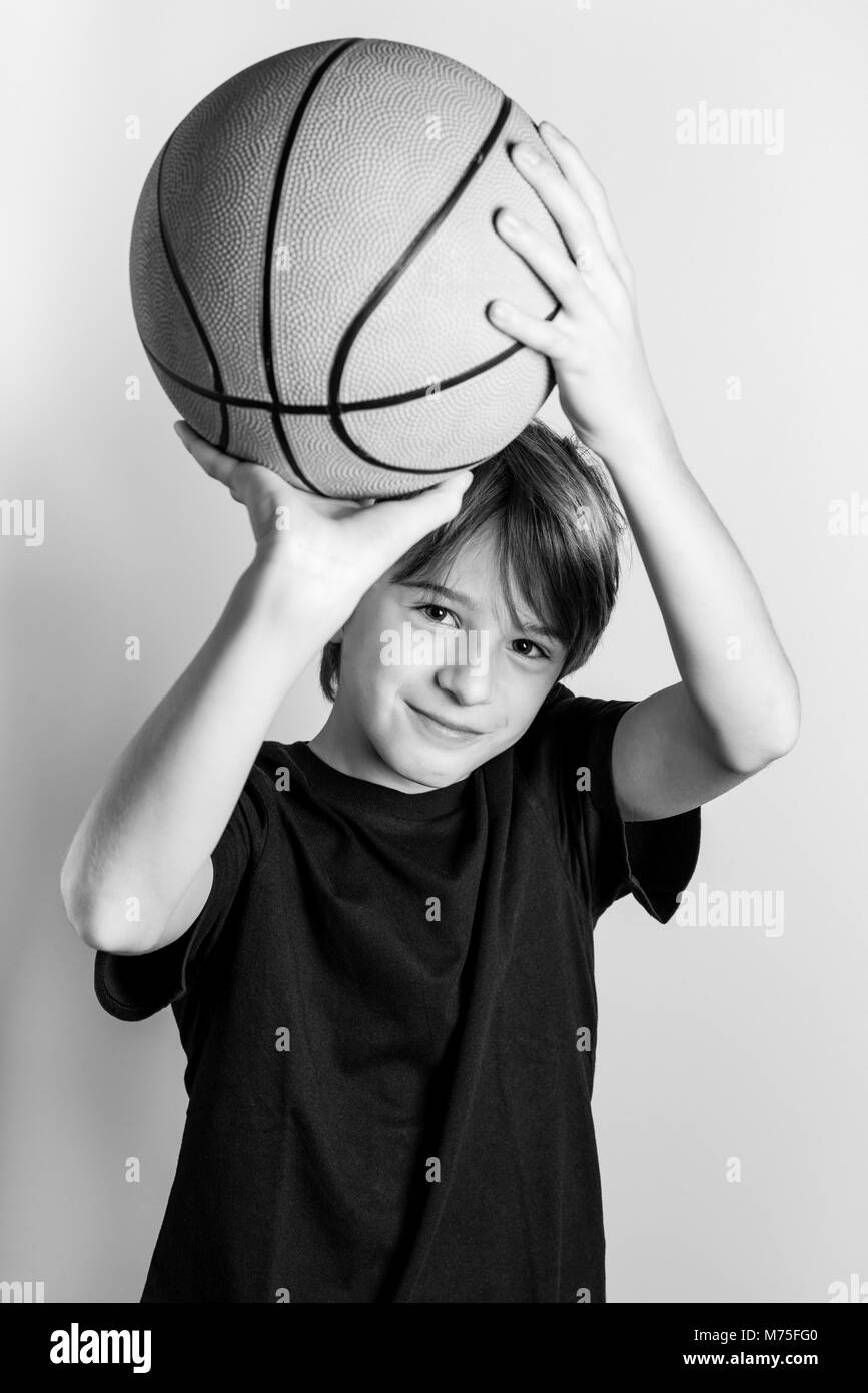 strong basketball player black and white image Stock Photo Alamy