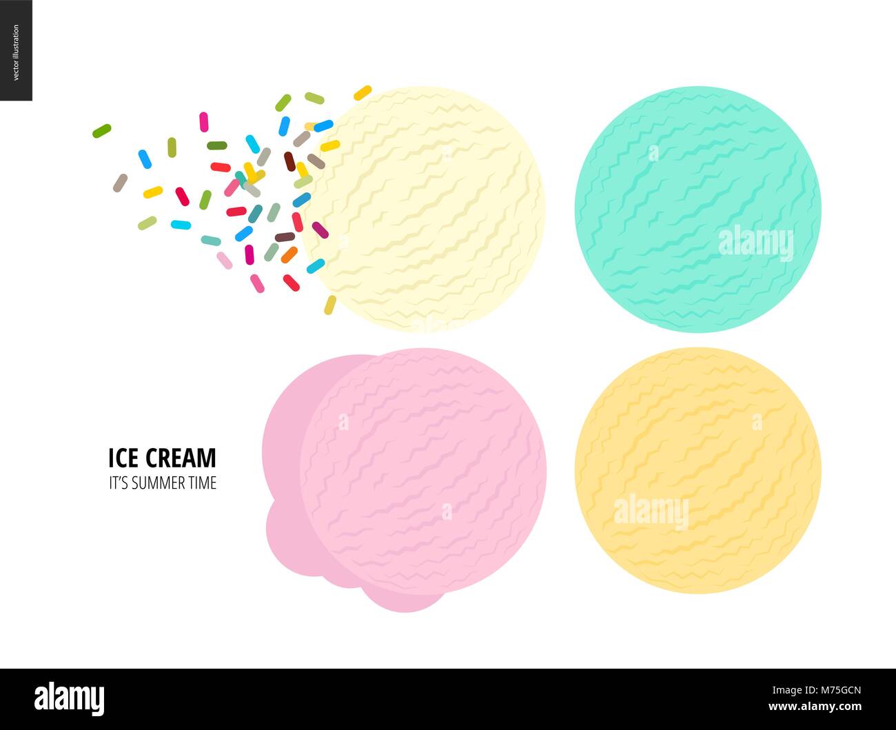 Few ice cream scoops on a white background Stock Vector Image & Art Alamy