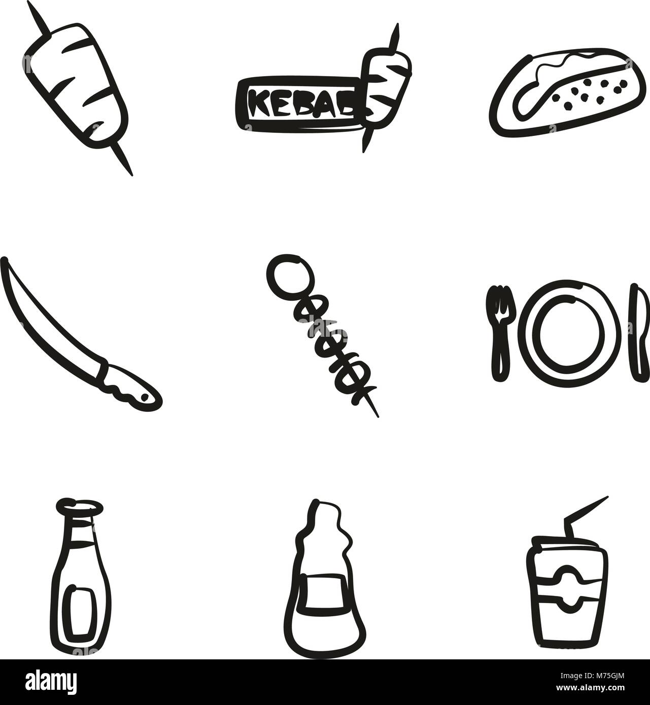 Kebab Icons Freehand Stock Vector Image & Art - Alamy